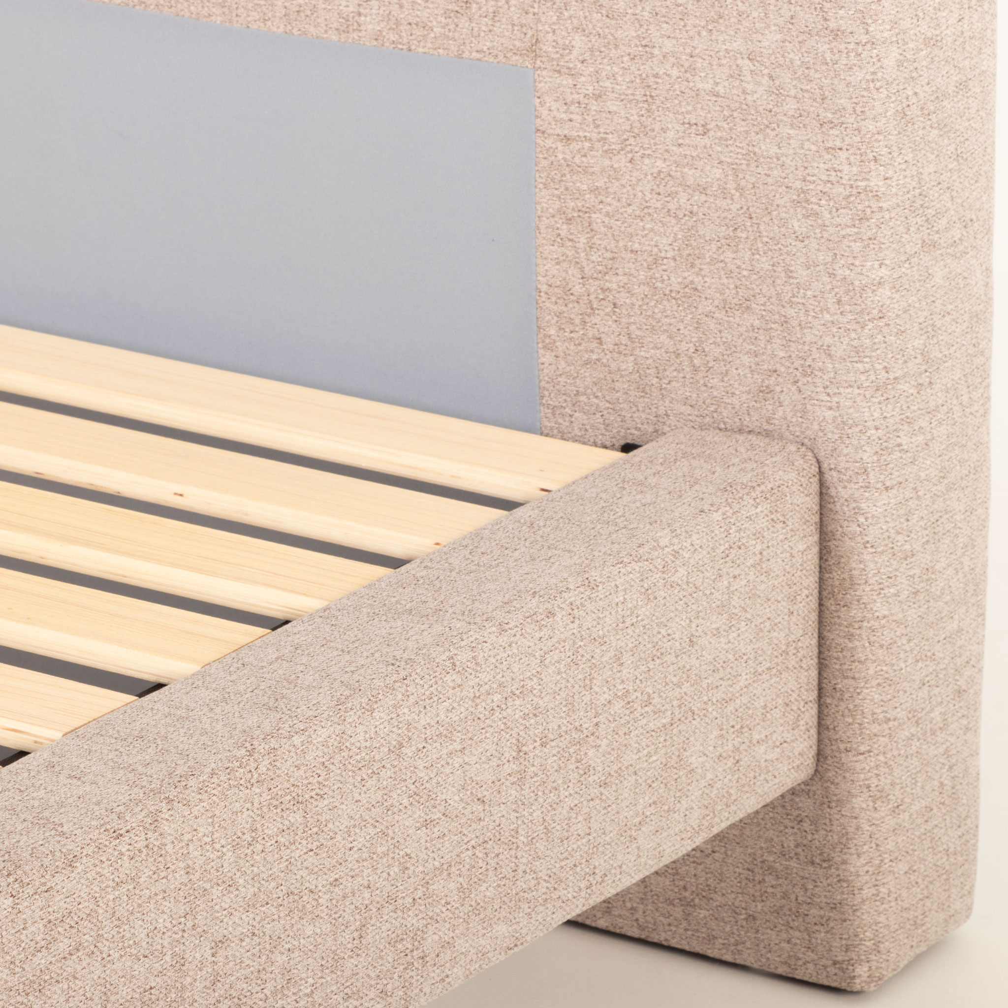 Riley King Single Bed Frame With Wings, Beige