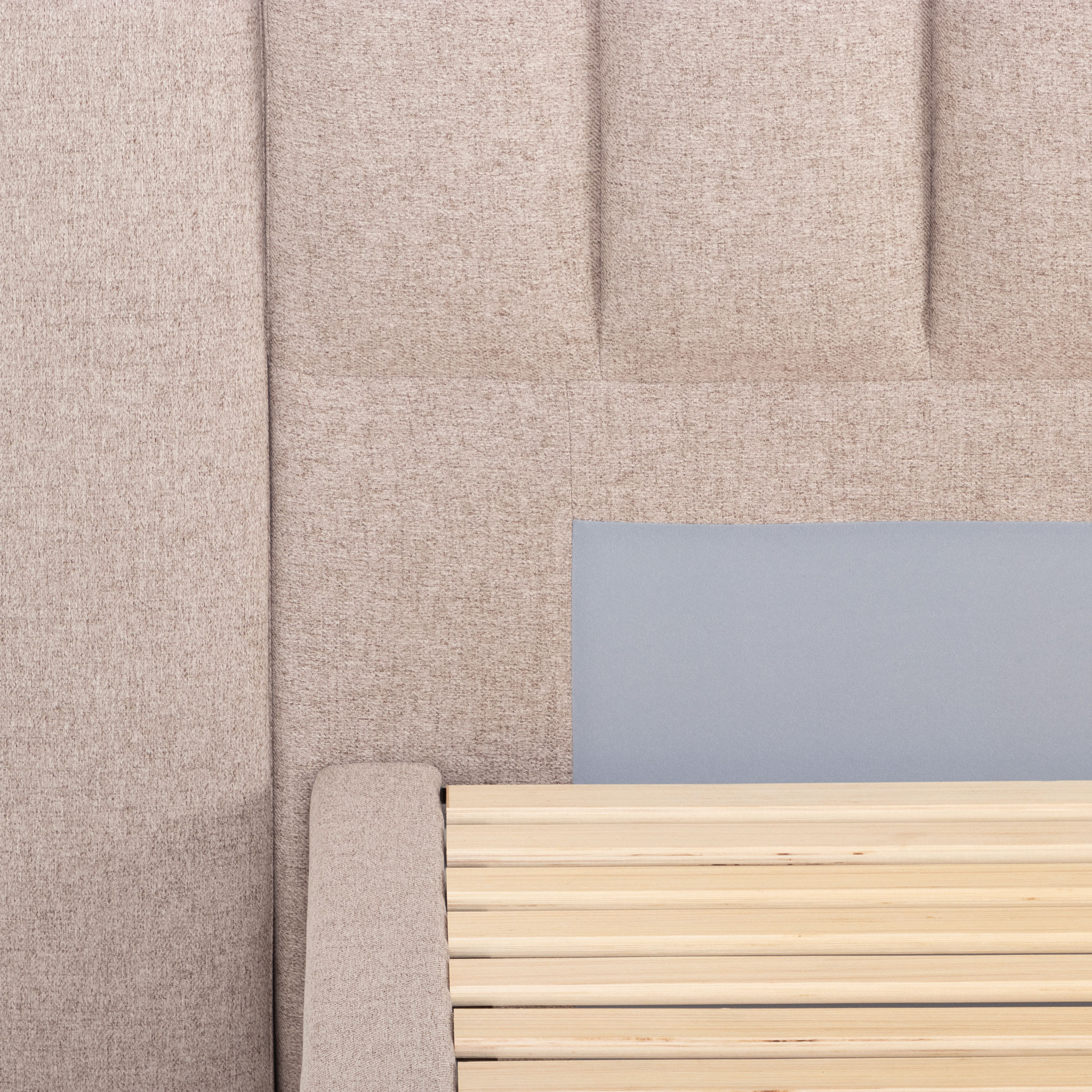 Riley King Single Bed Frame With Wings, Beige