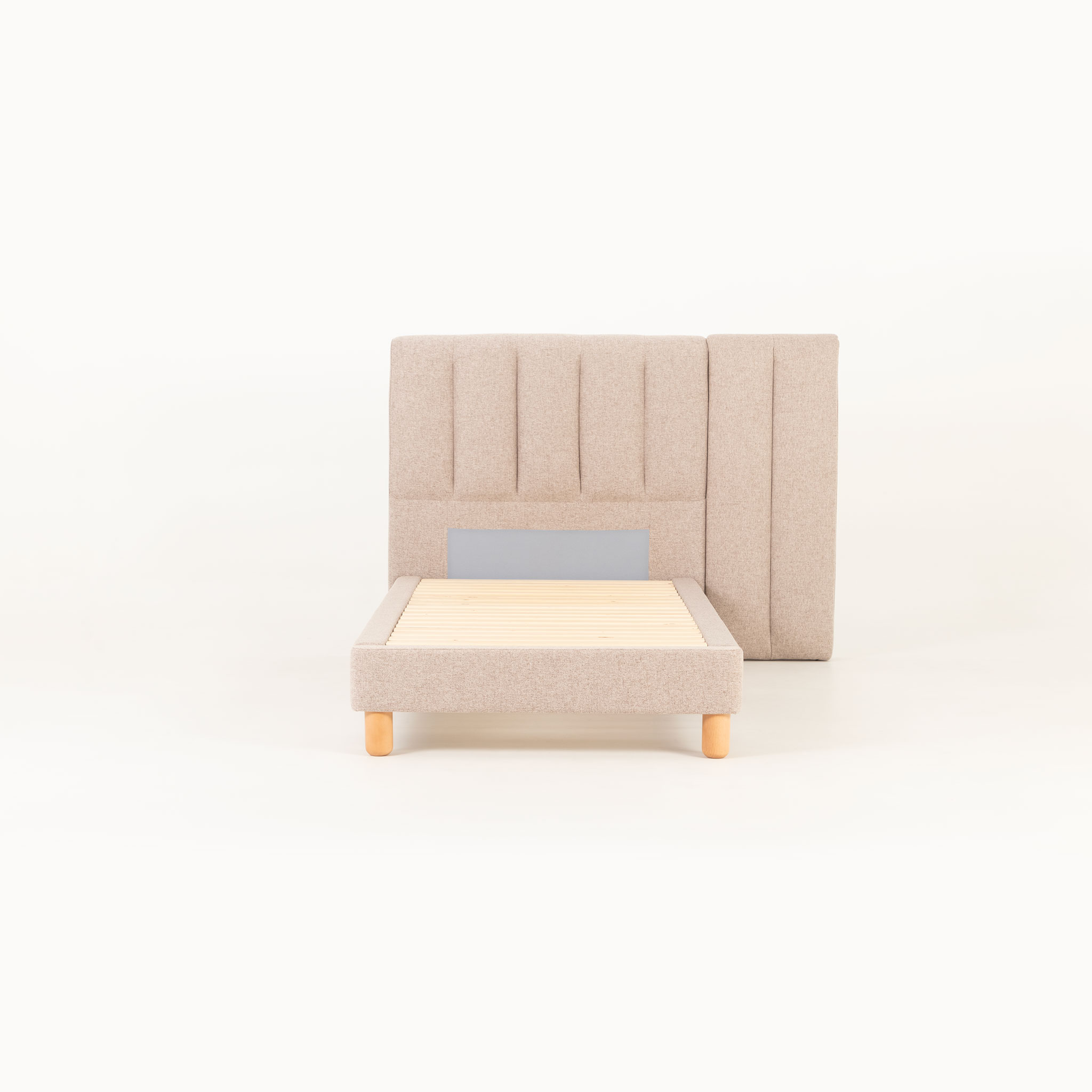 Riley King Single Bed Frame With Wings, Beige