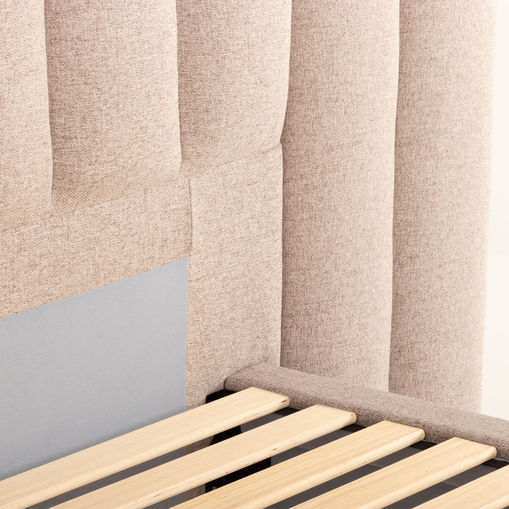 Riley King Single Bed Frame With Wings, Beige