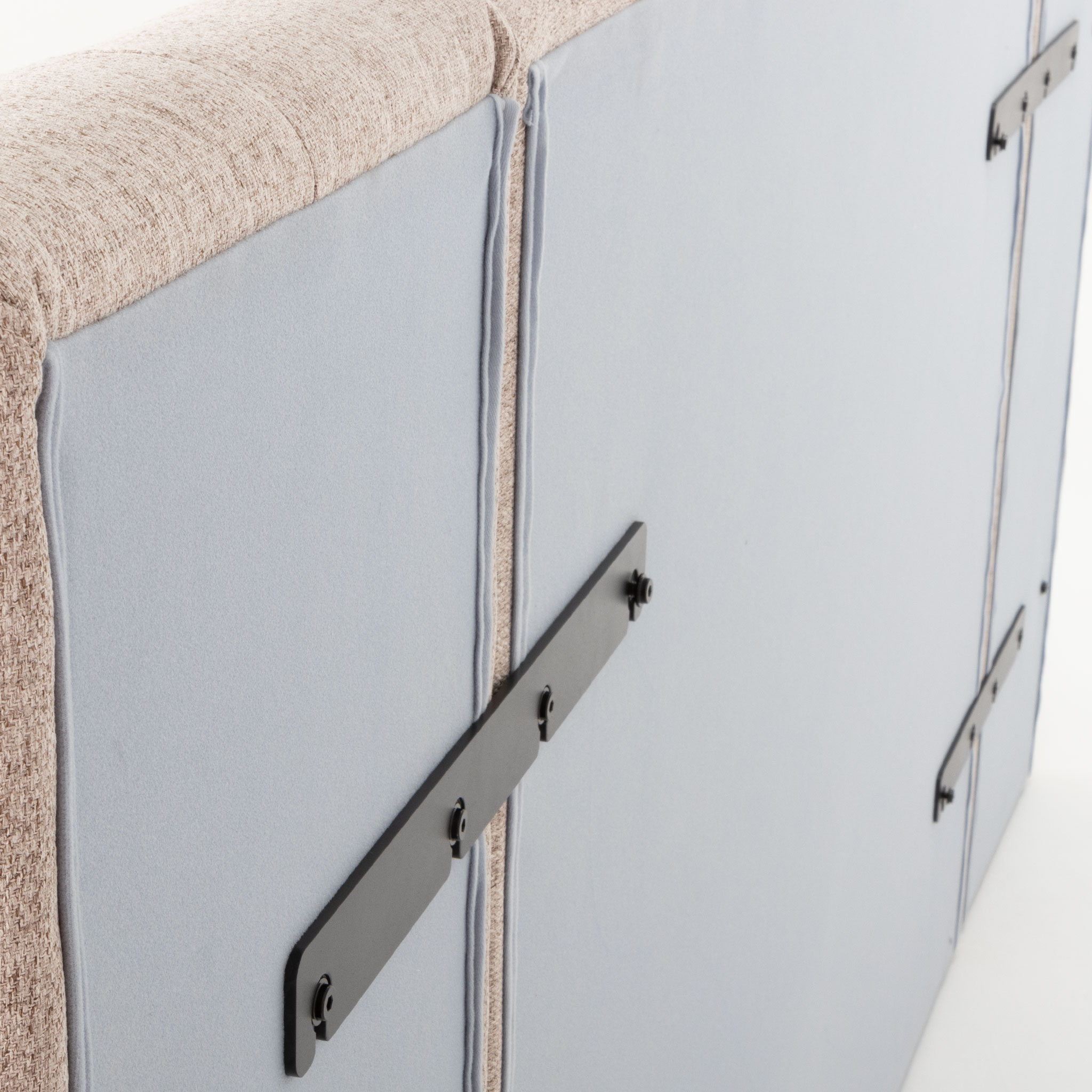 Riley Lift Up King Bed Frame With Wings, Beige