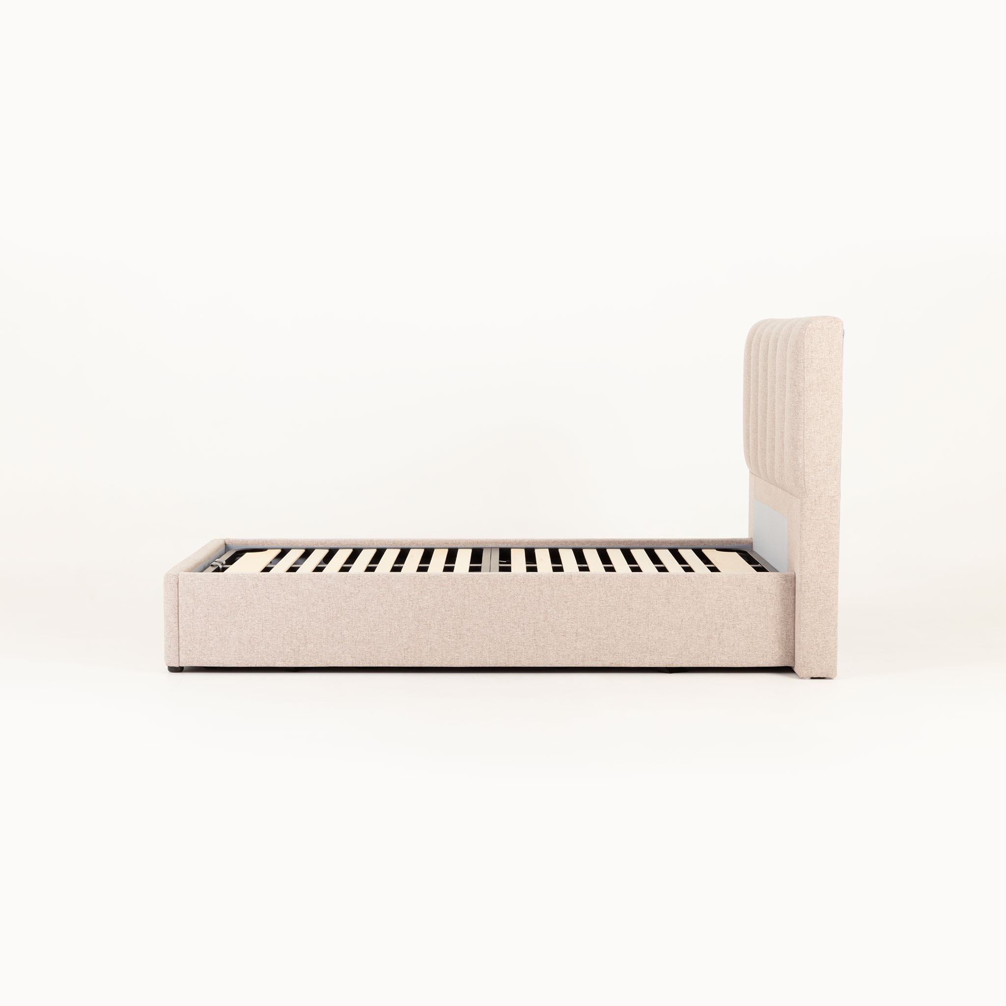 Riley Lift Up King Single Bed Frame With Wings, Beige