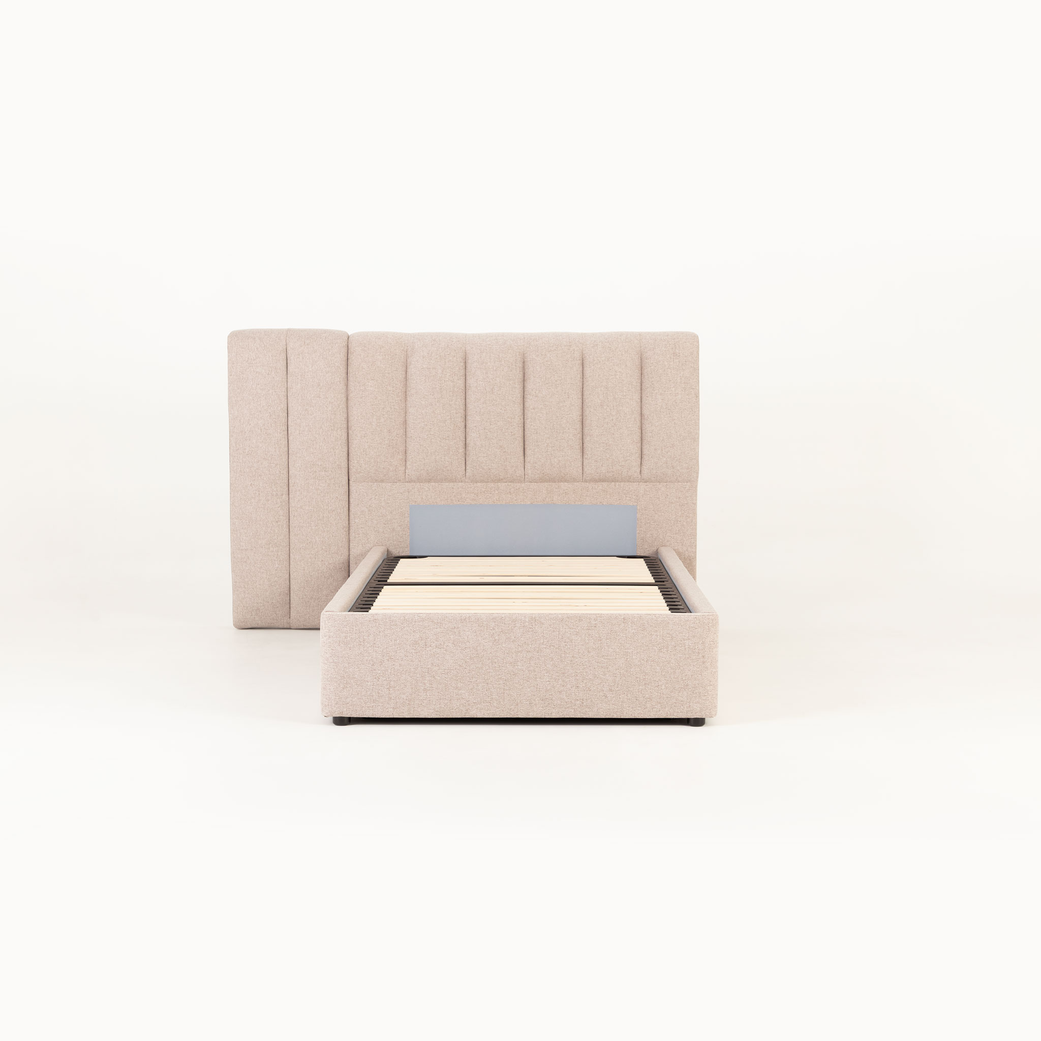 Riley Lift Up King Single Bed Frame With Wings, Beige