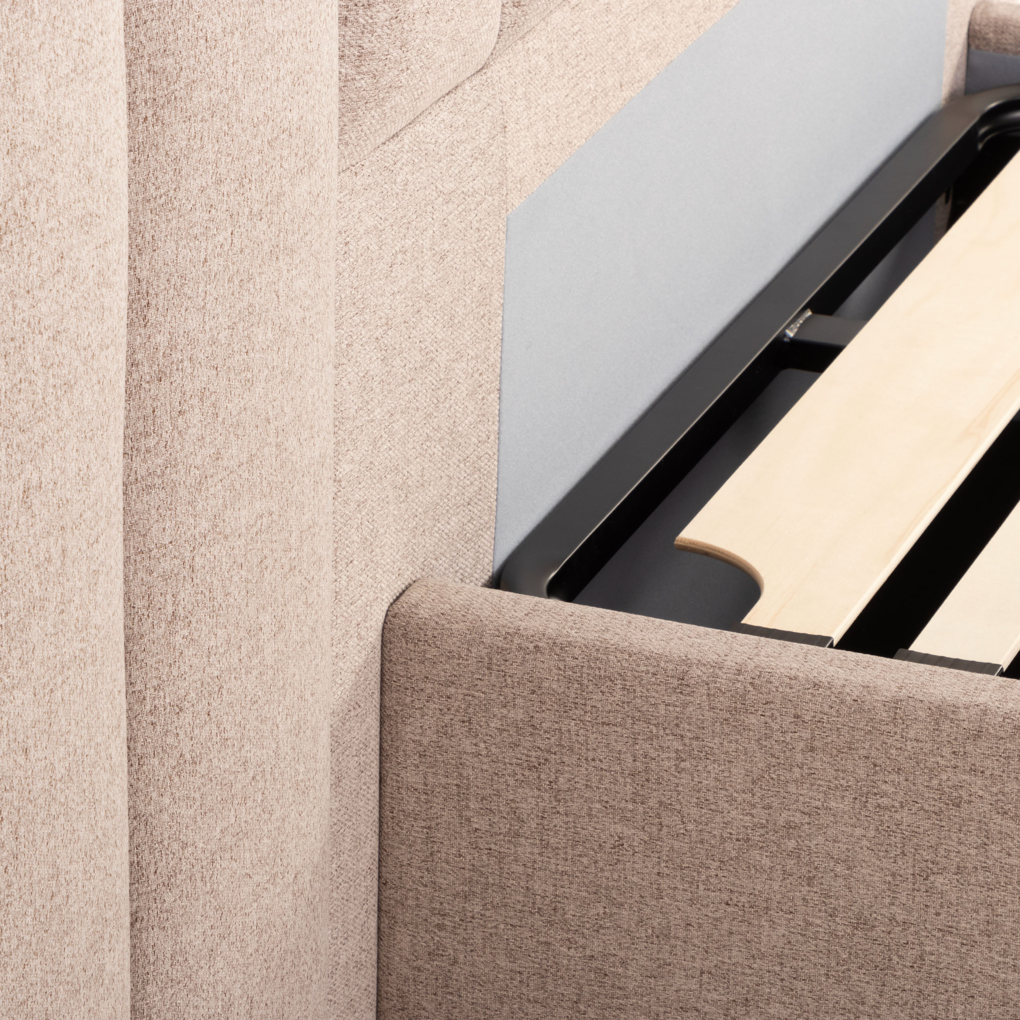 Riley Lift Up King Single Bed Frame With Wings, Beige