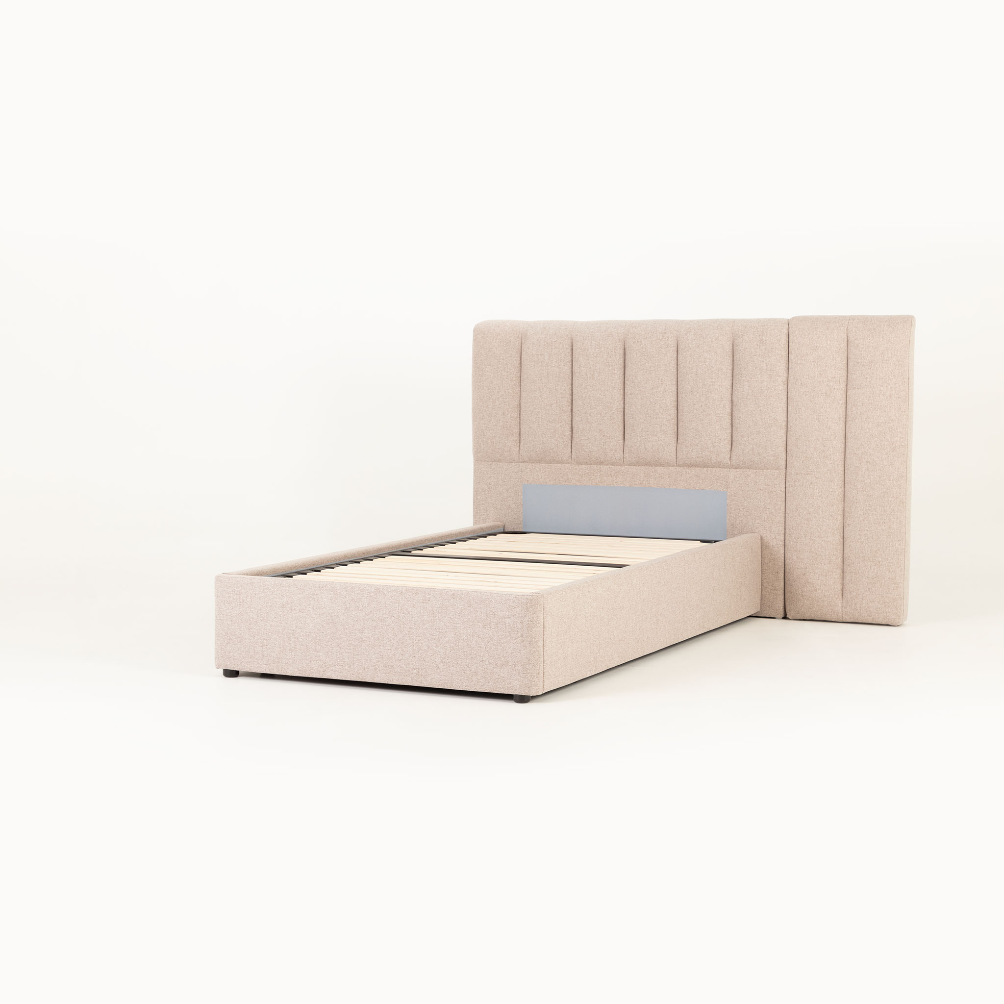 Riley Lift Up King Single Bed Frame With Wings, Beige