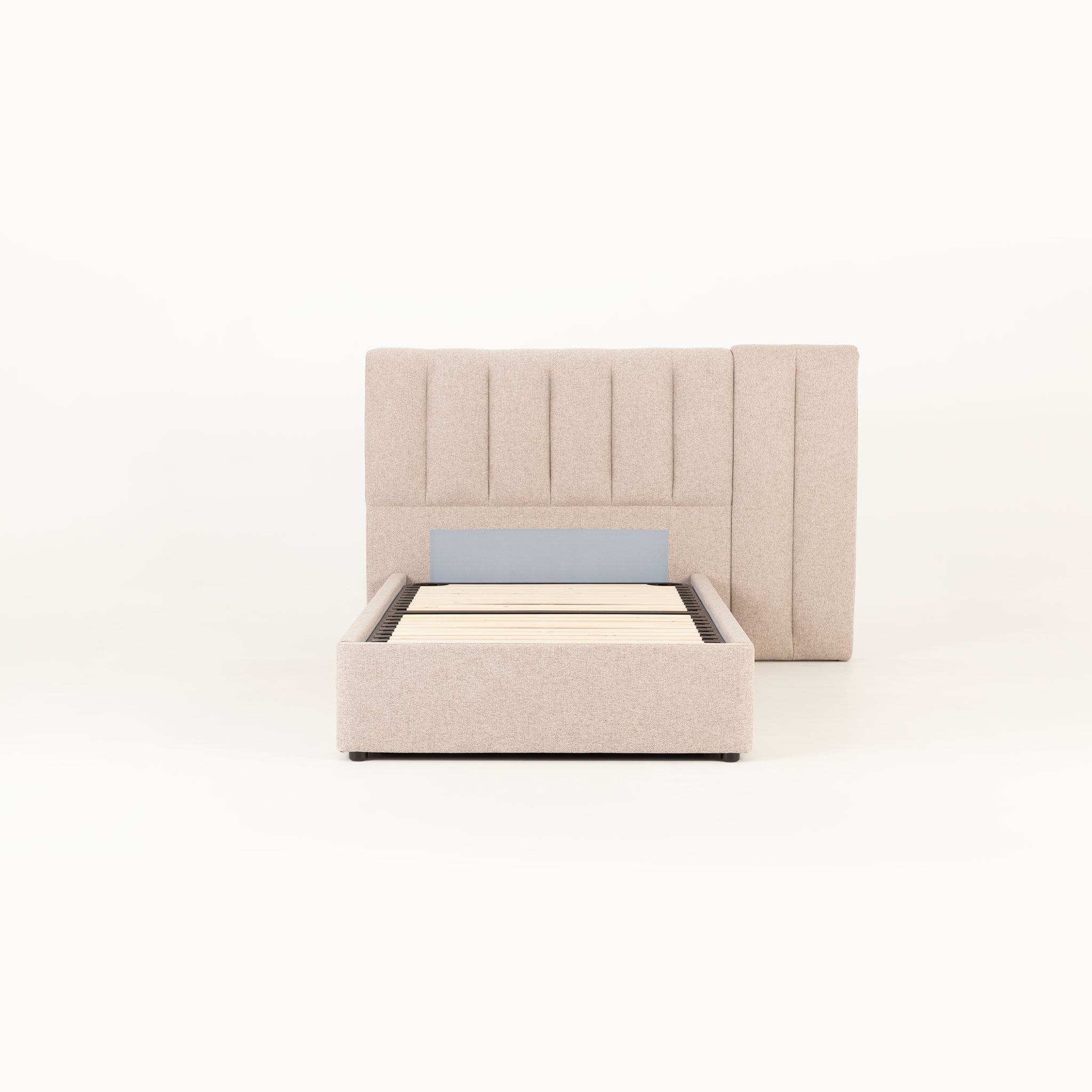 Riley Lift Up King Single Bed Frame With Wings, Beige