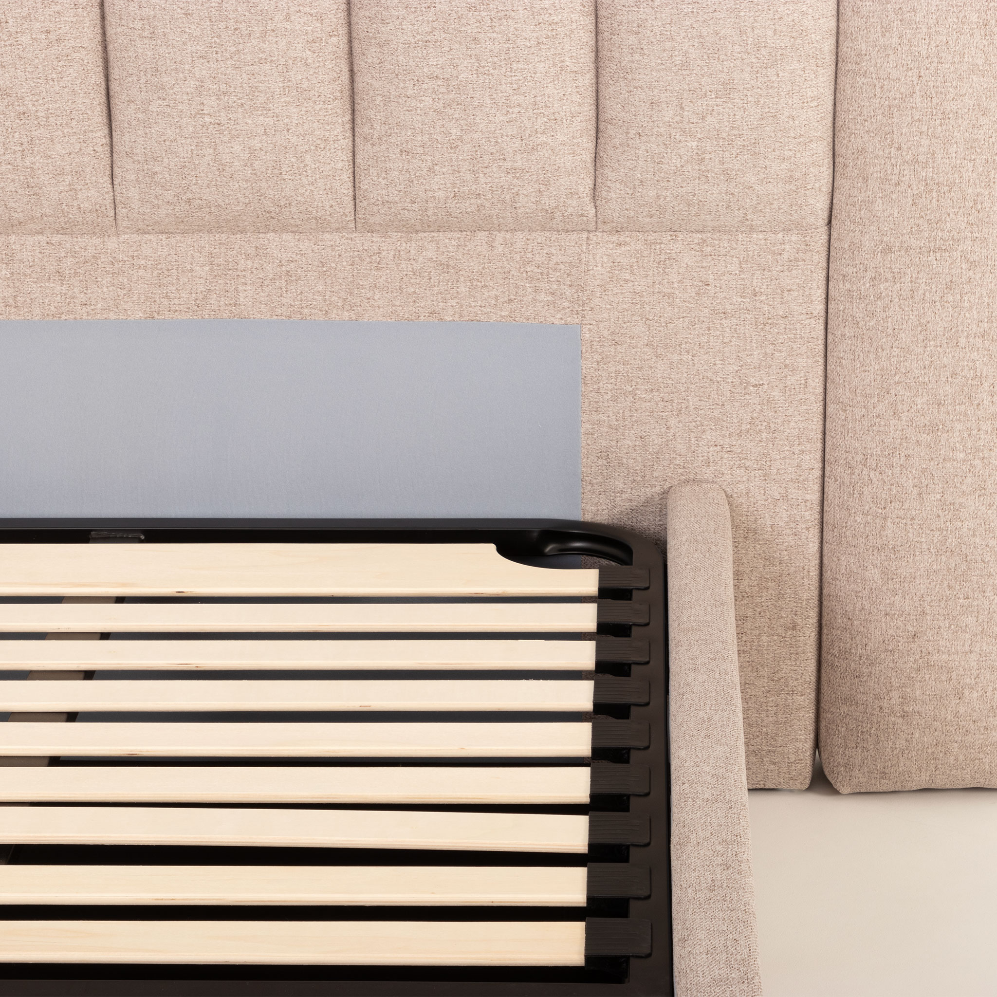 Riley Lift Up King Single Bed Frame With Wings, Beige