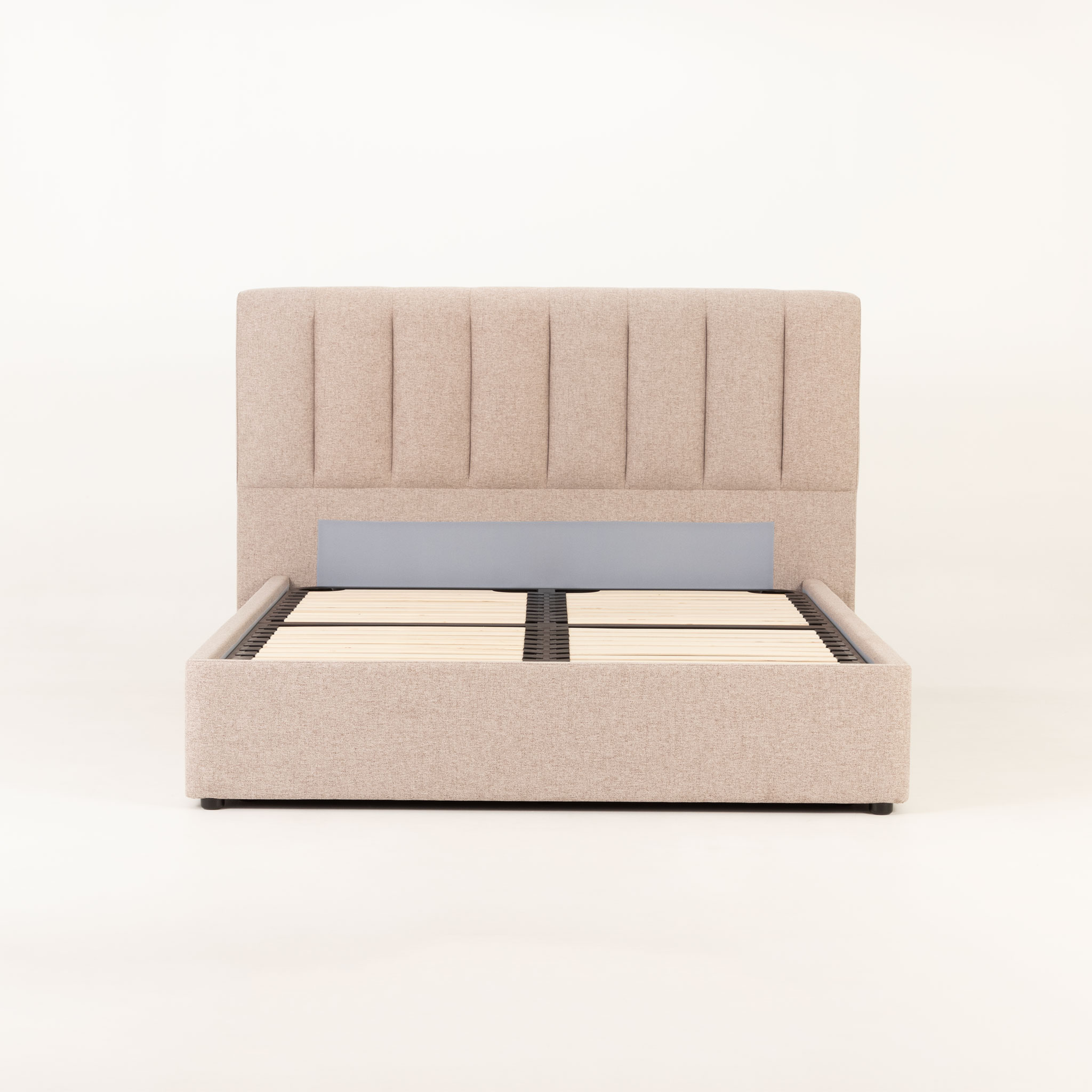 Riley Lift Up Queen Bed Frame With Wings, Beige