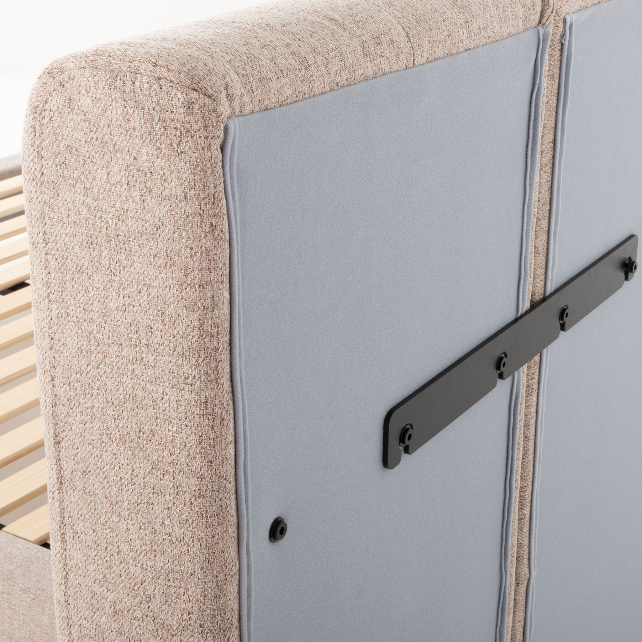 Riley Queen Bed Frame With Wings, Beige