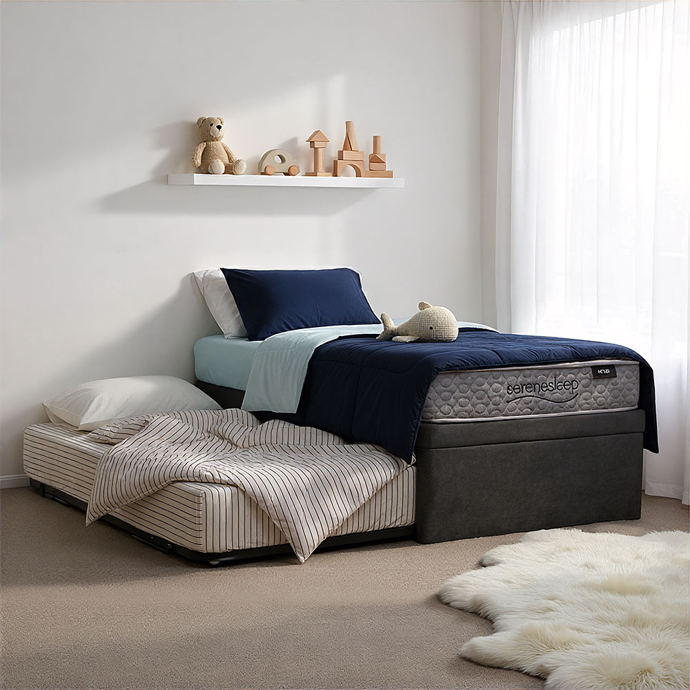 Serene & Uno King Single/ Single Trundle Bed Set, Charcoal