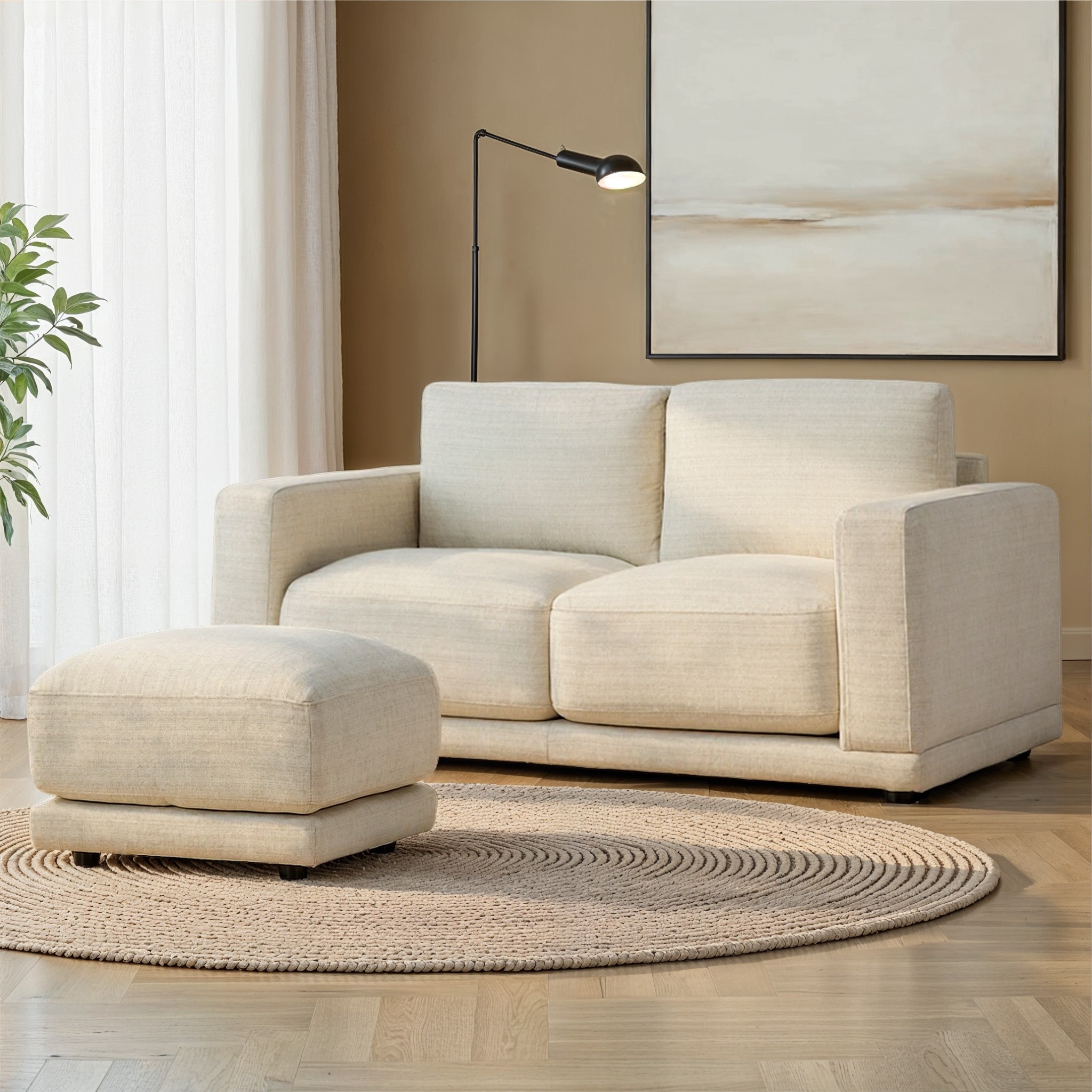 Sorin 2 Seater + Ottoman, Cream