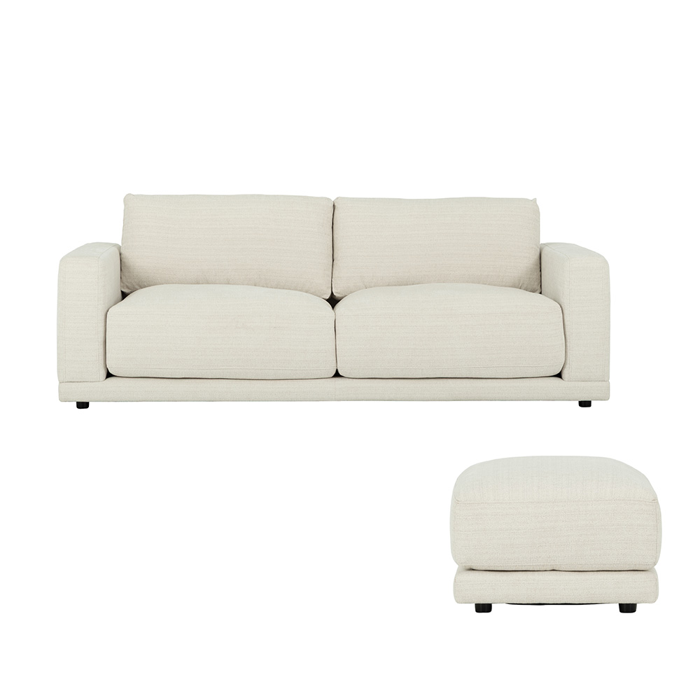Sorin 3 Seater + Ottoman, Cream