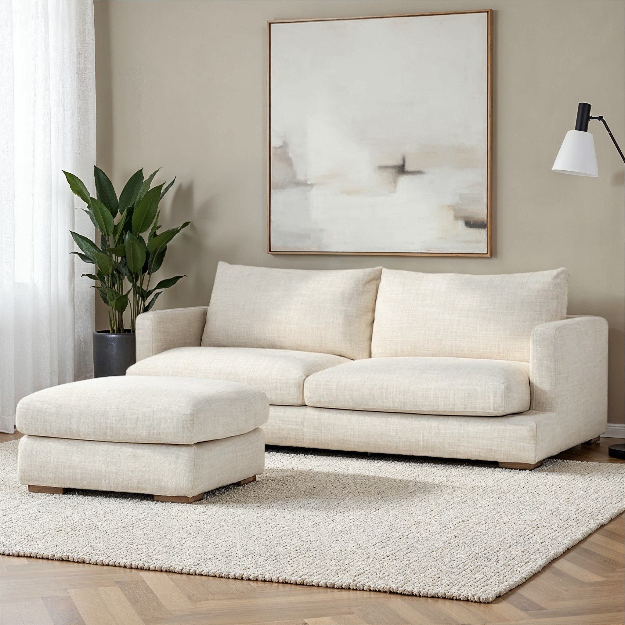 Stellar 3 Seater + Ottoman, Natural