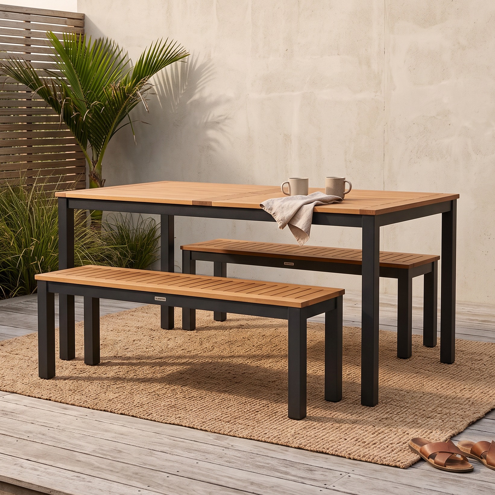Tenerife 3 Piece Outdoor Dining Set - W150, Black