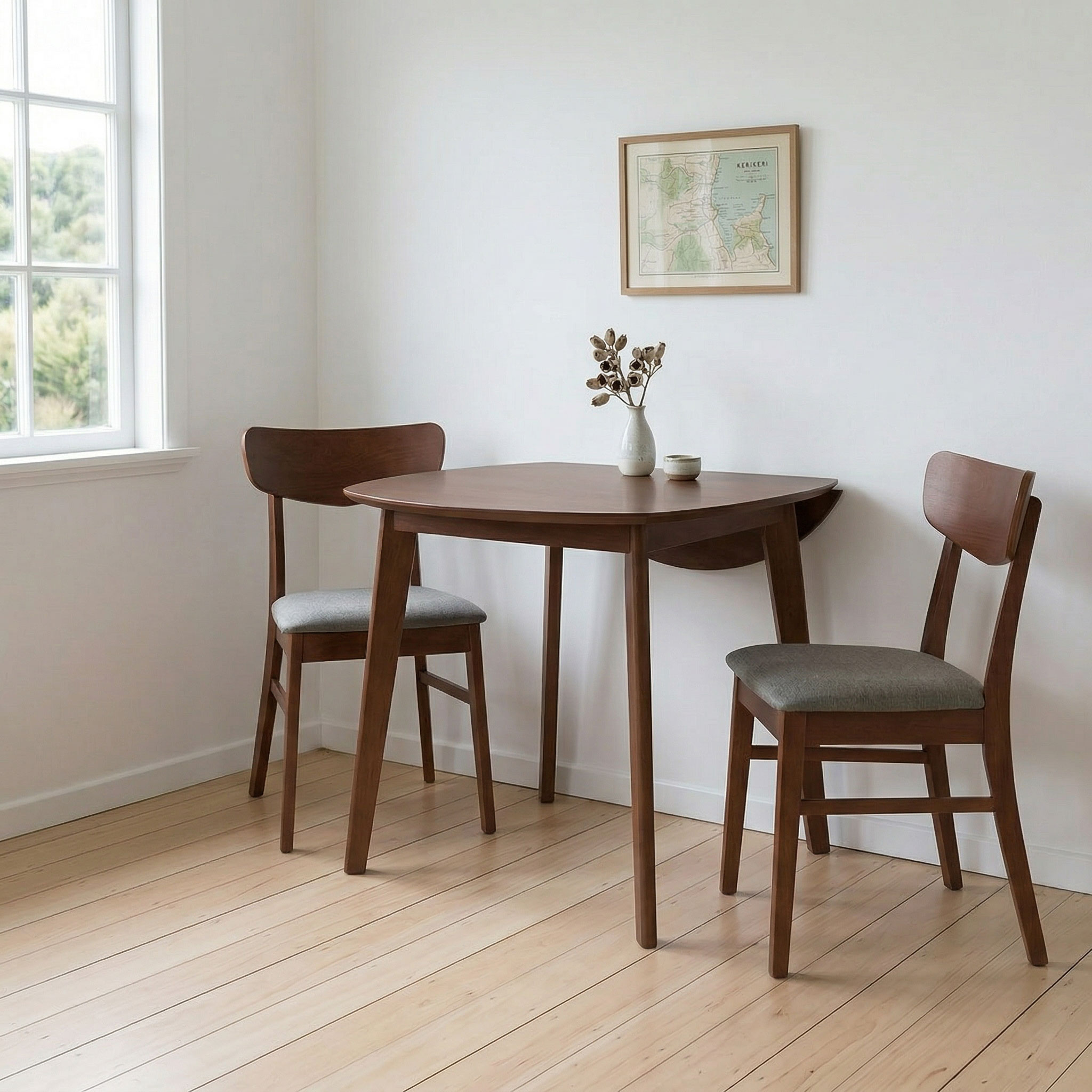 Veno 3 Piece Dining Set - W60/90, Walnut