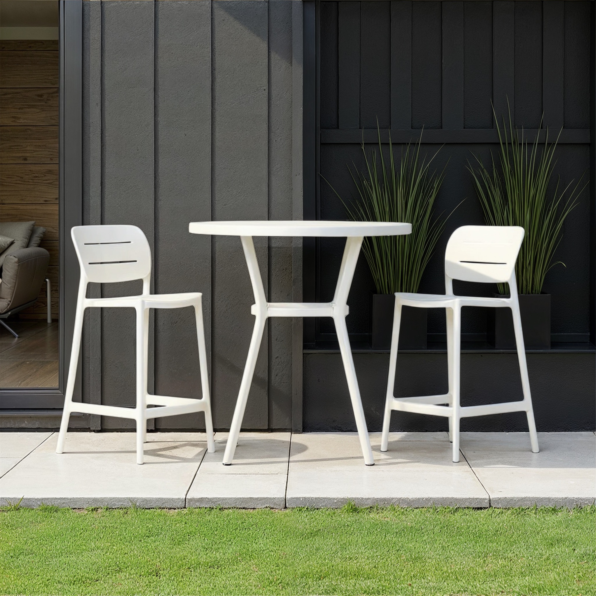 Venus 3 Piece Outdoor Bar Set, White