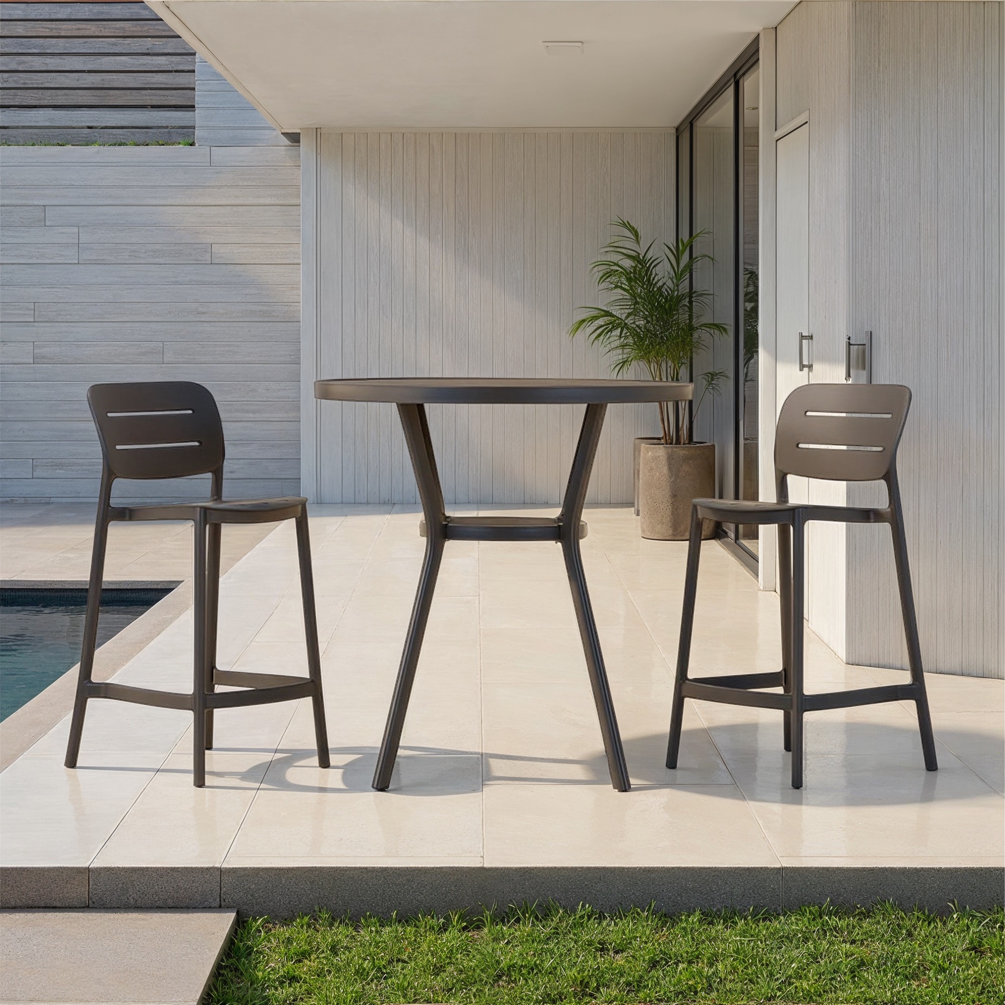 Venus 3 Piece Outdoor Bar Set, Gunmetal