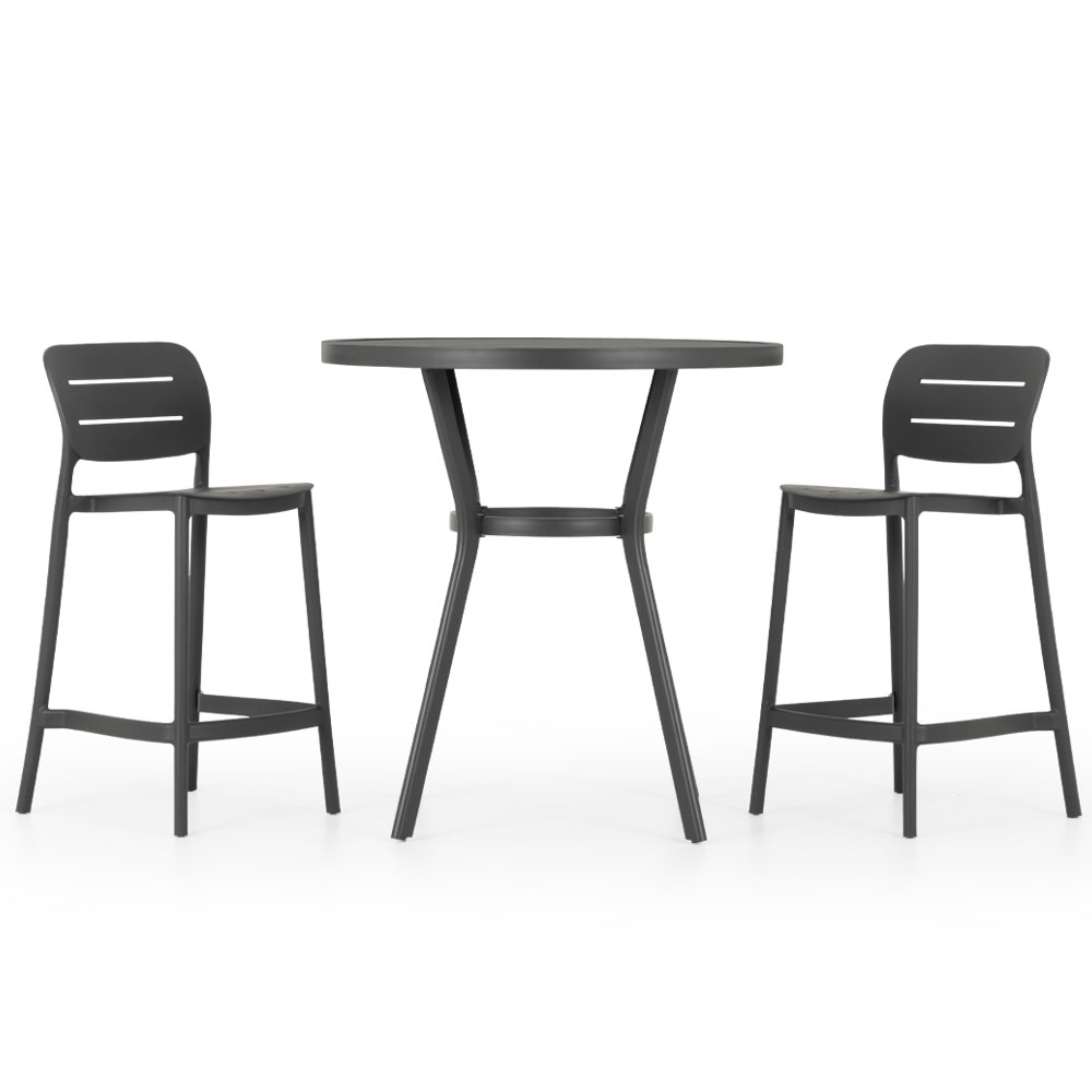 Venus & Avery 3 Piece Outdoor Bar Set, Gunmetal