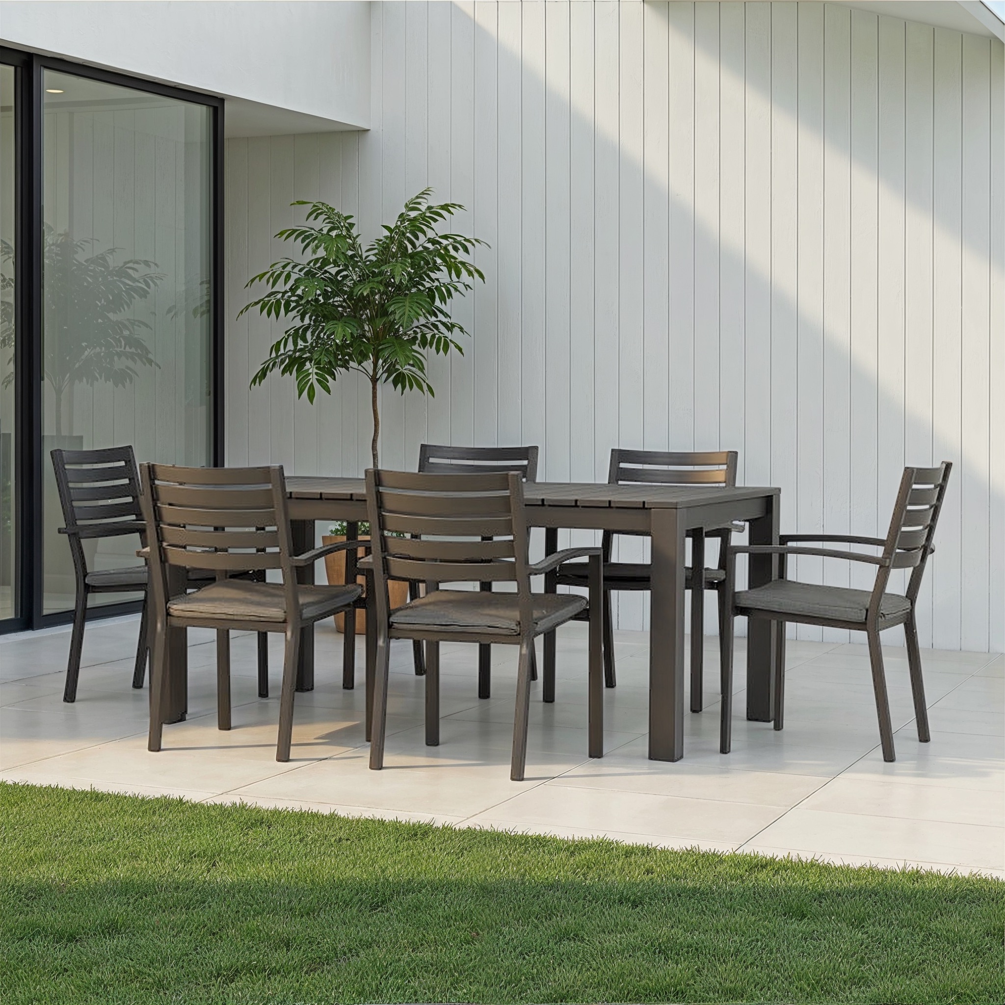 Venus 7 Piece Outdoor Dining Set - W180, Gunmetal