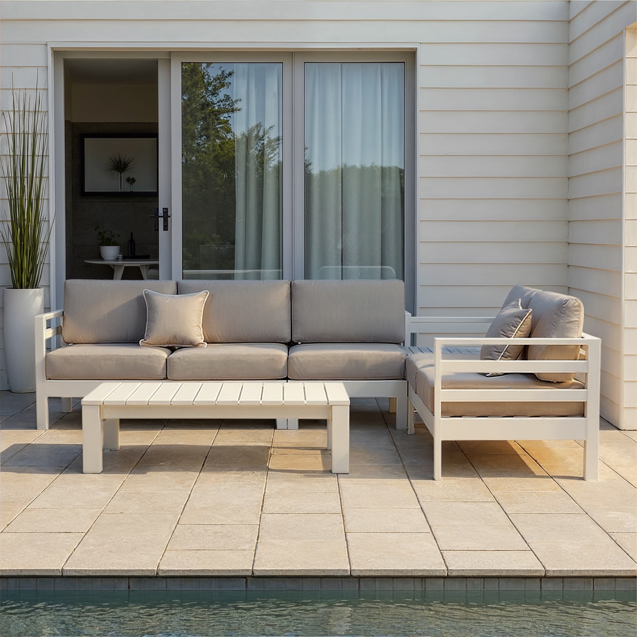 Venus Modular Outdoor Lounge Set With Coffee Table, White