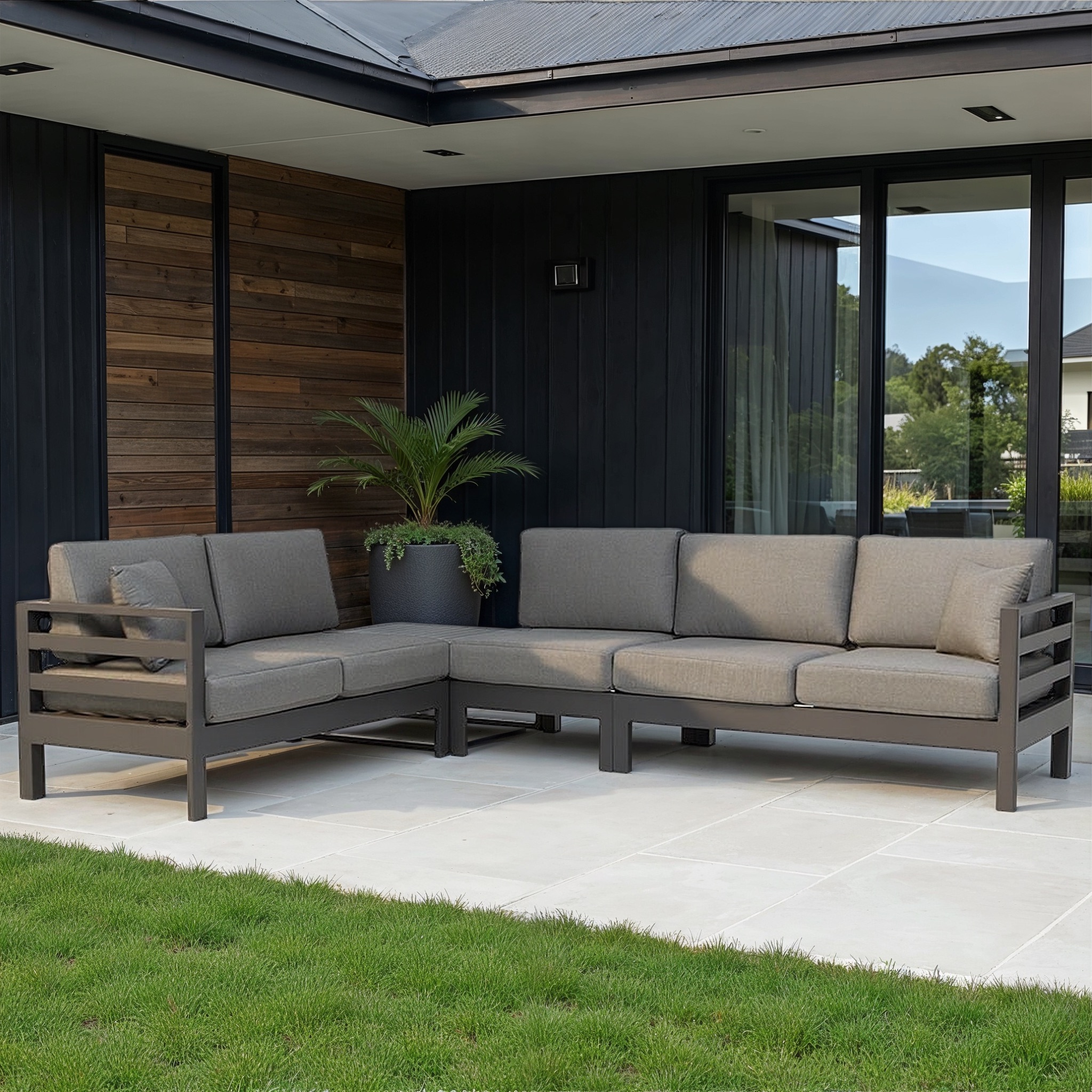 Venus Modular Outdoor Lounge Set With Coffee Table, Gunmetal