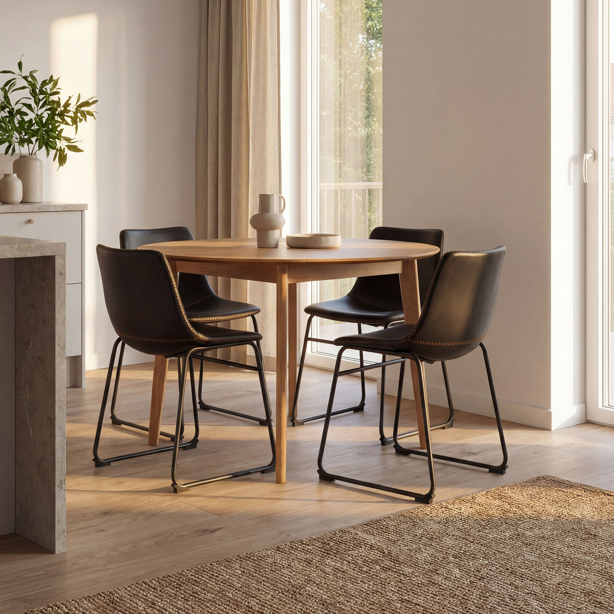 Vintage & Norsk 5 Piece Dining Set - W120, Black