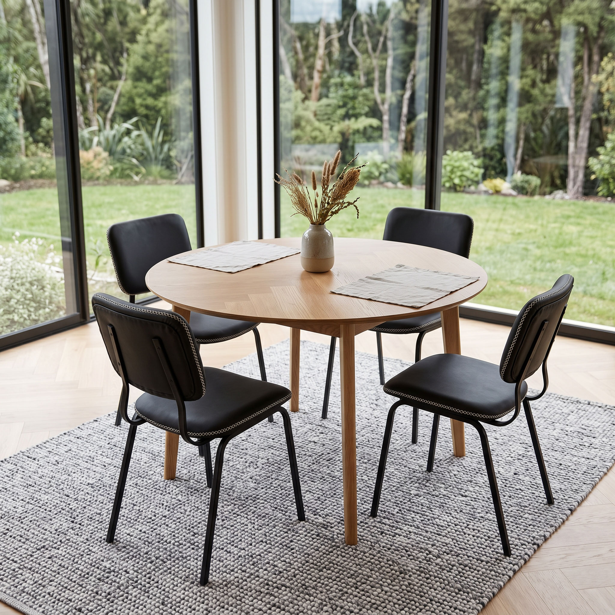 Vintage & Norsk 5 Piece Dining Set with Vintage School Chair- W120