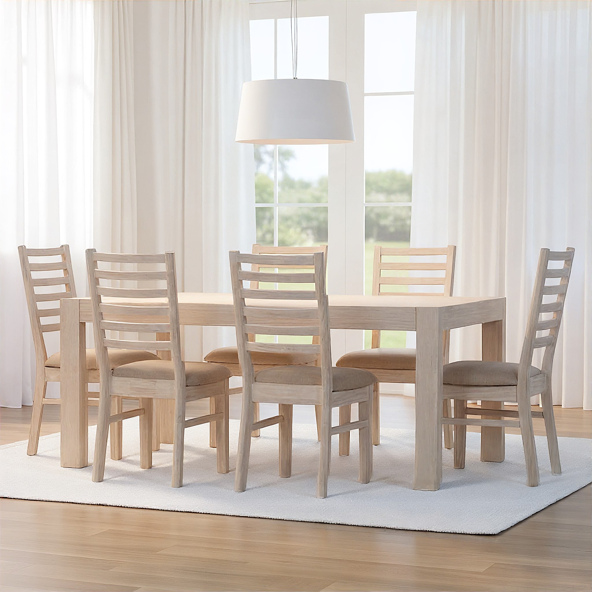 Haven 7 Piece Dining Set - W180, White