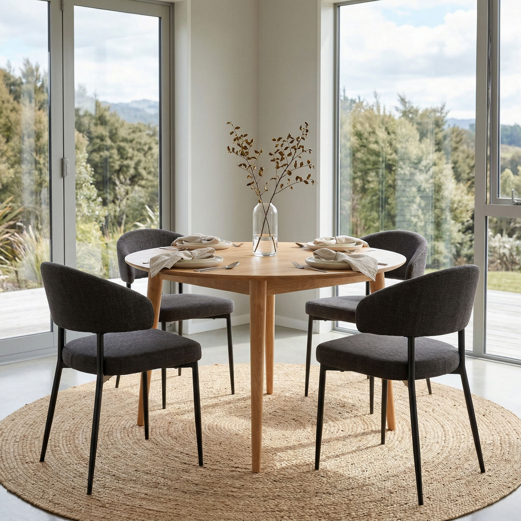 Nordic & Whitly 5 Piece Dining Set - W110, Charcoal