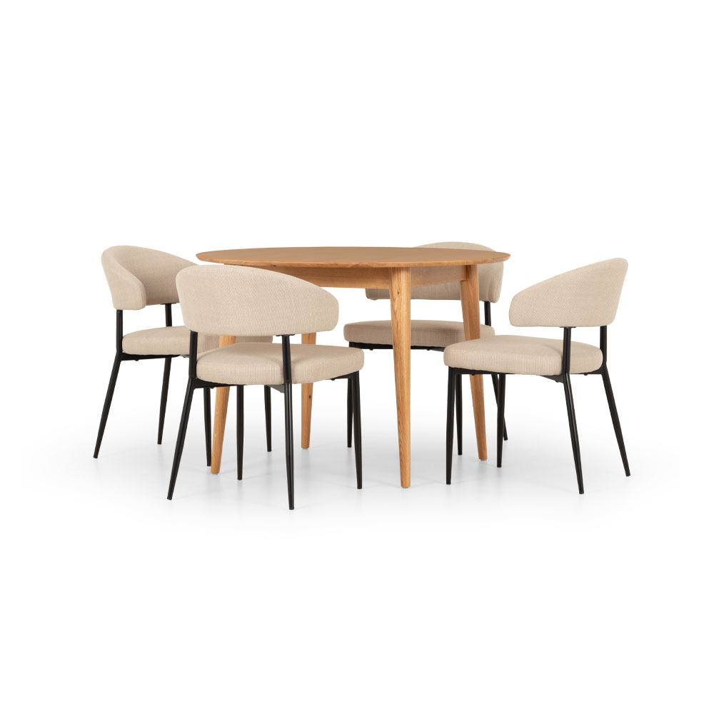 Nordic & Whitly 5 Piece Dining Set - W110, Beige