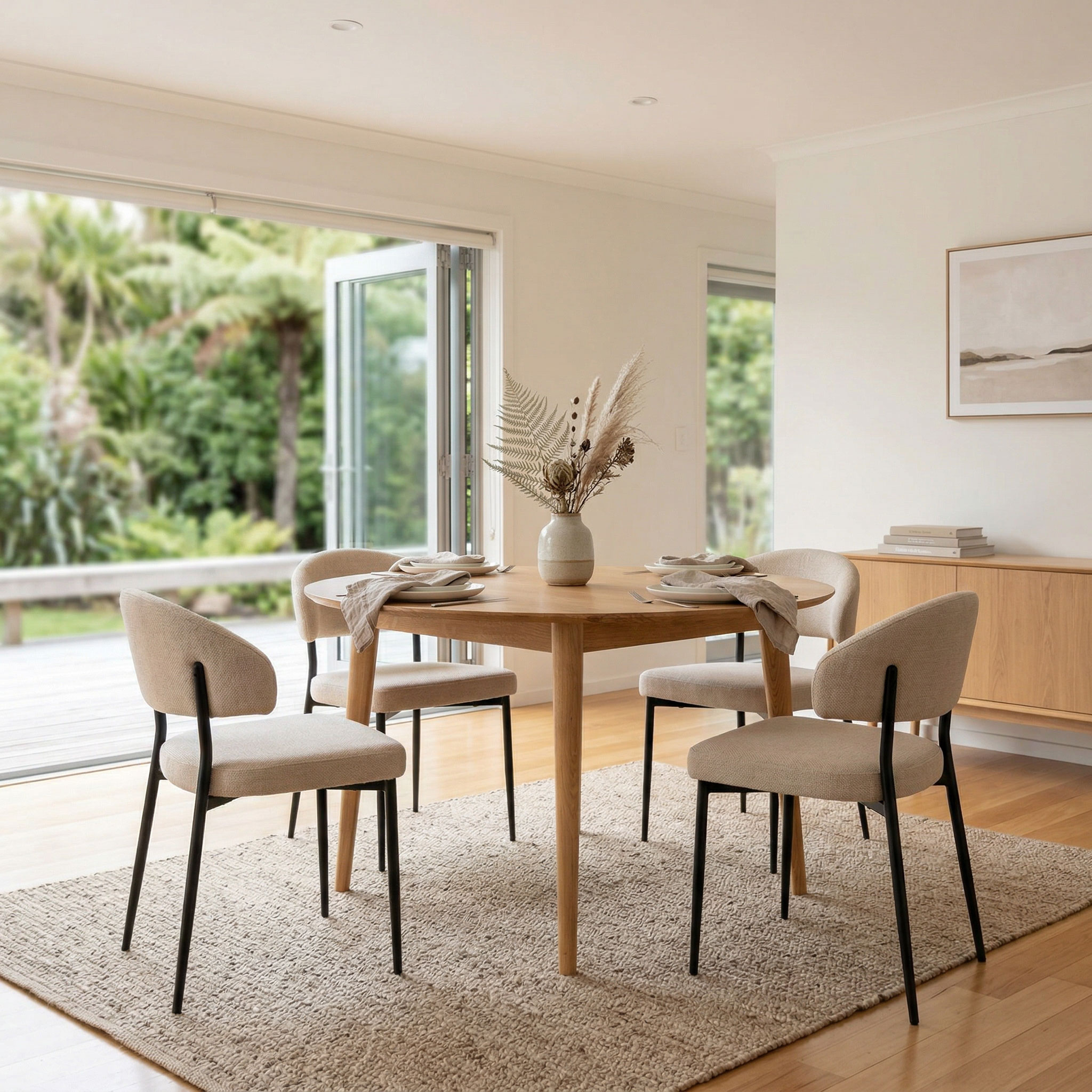 Nordic & Whitly 5 Piece Dining Set - W110, Beige