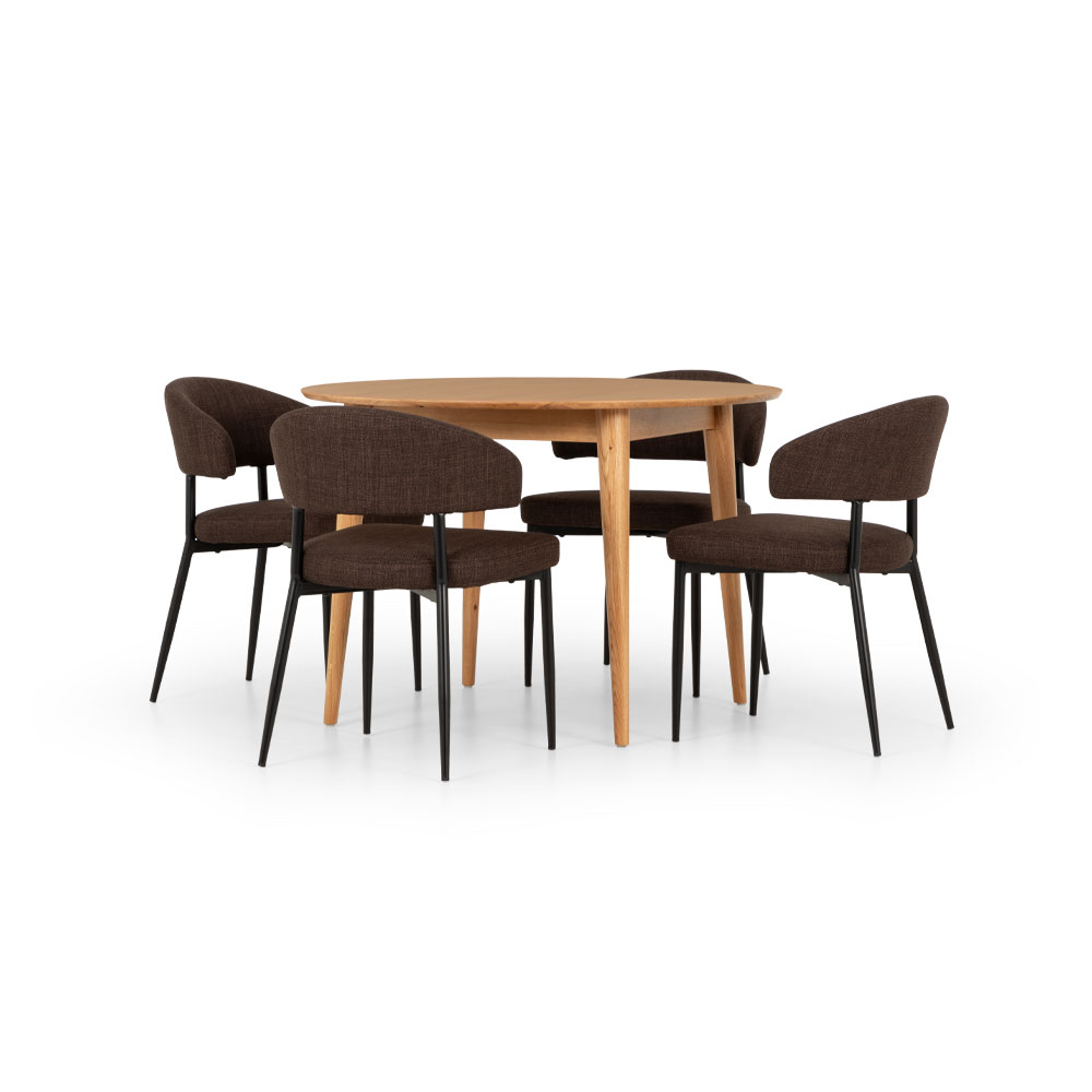 Nordic & Whitly 5 Piece Dining Set - W110, Dark Brown