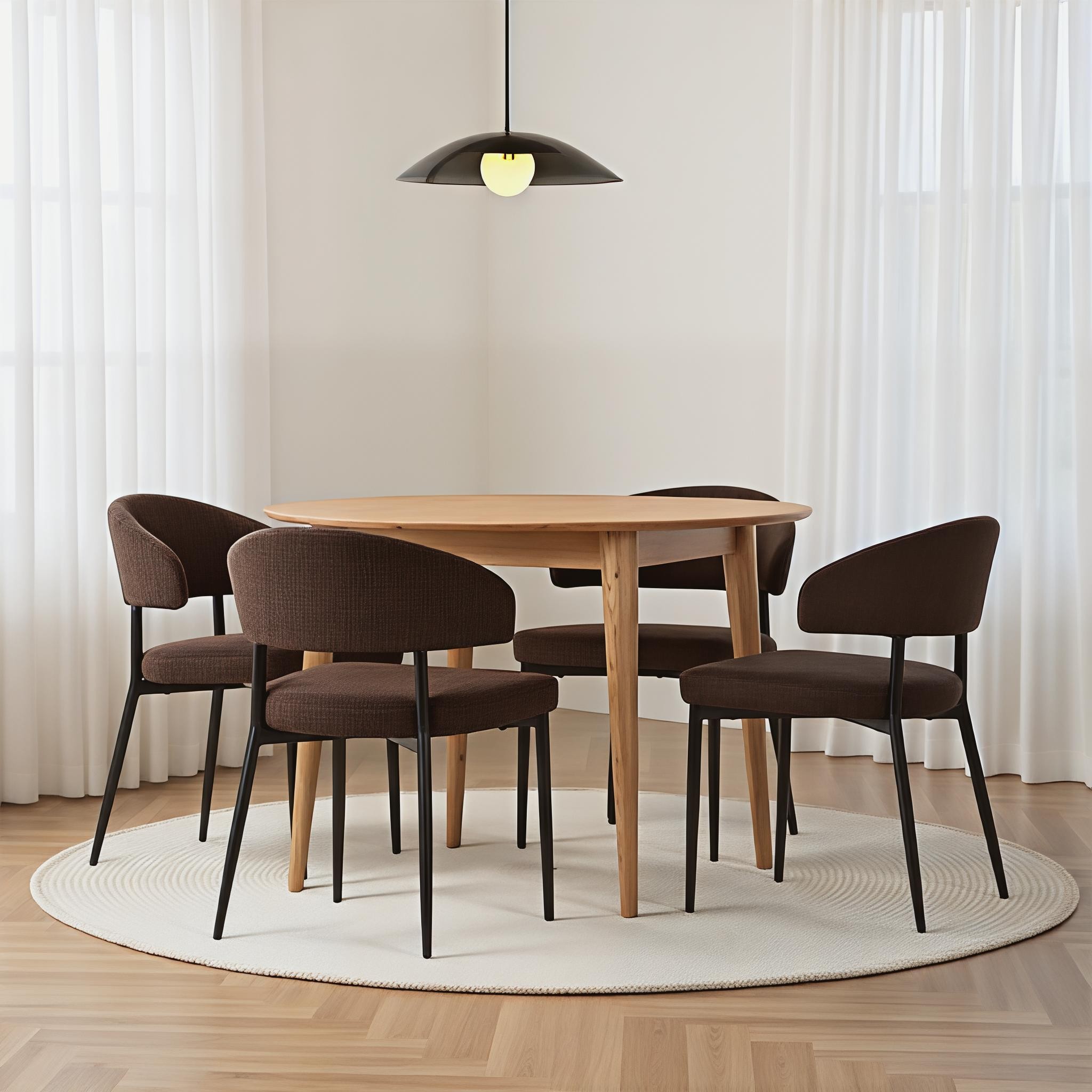 Nordic & Whitly 5 Piece Dining Set - W110, Dark Brown