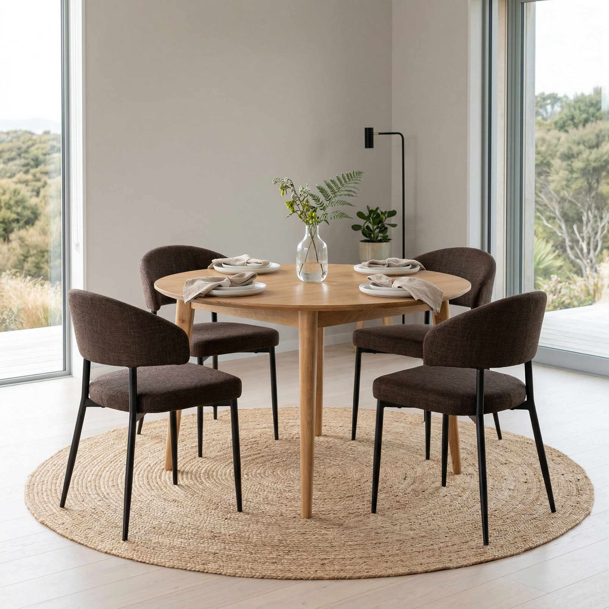 Nordic & Whitly 5 Piece Dining Set - W110, Dark Brown