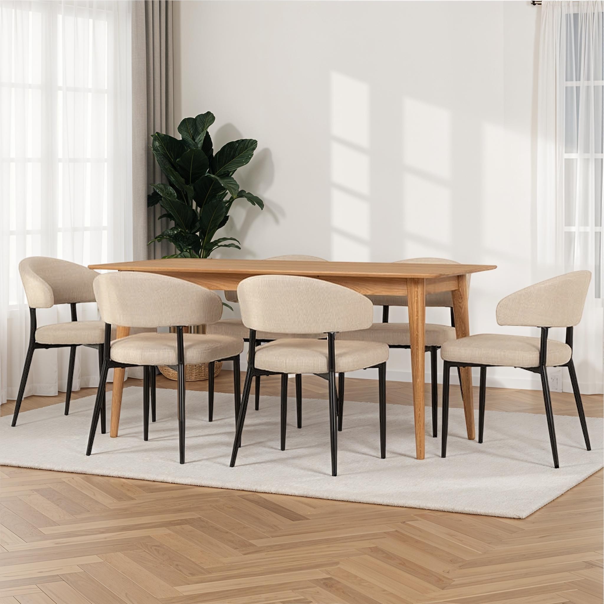 Nordic & Whitly 7 Piece Dining Set - W160, Beige