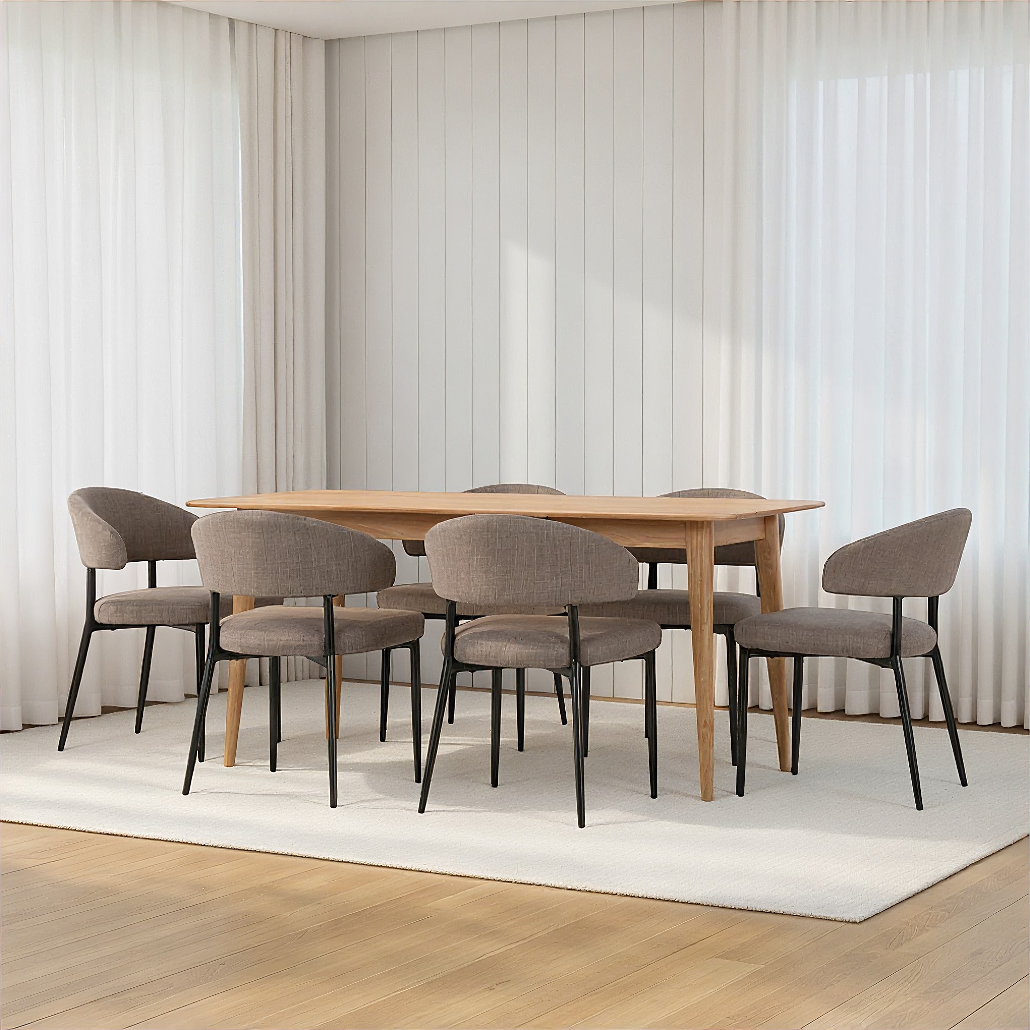 Nordic & Whitly 7 Piece Dining Set - W160, Grey
