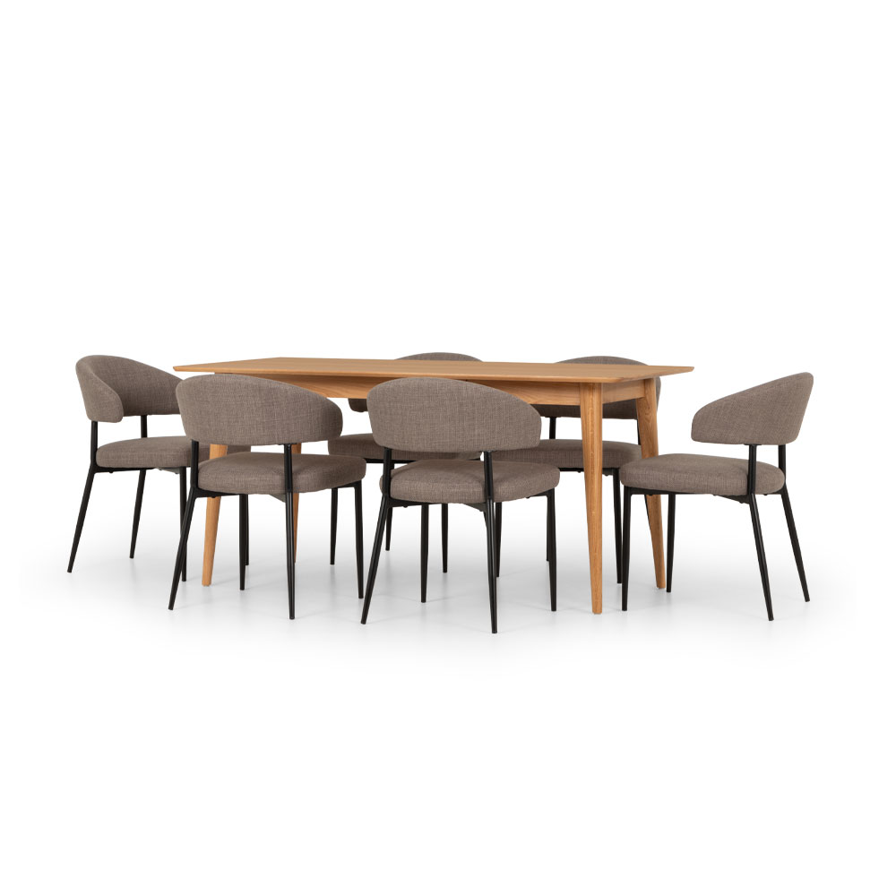 Nordic & Whitly 7 Piece Dining Set - W160, Grey
