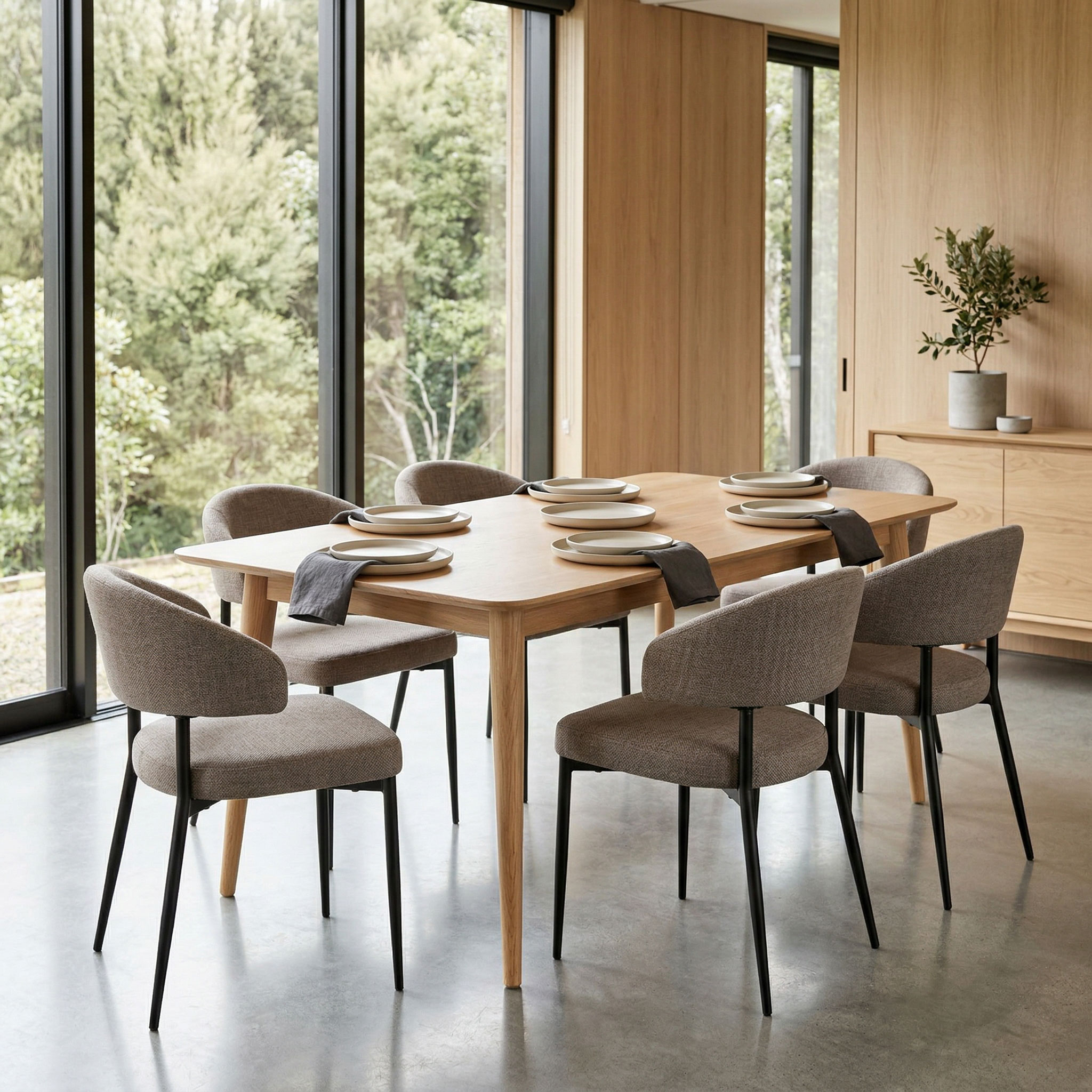 Nordic & Whitly 7 Piece Dining Set - W160, Grey