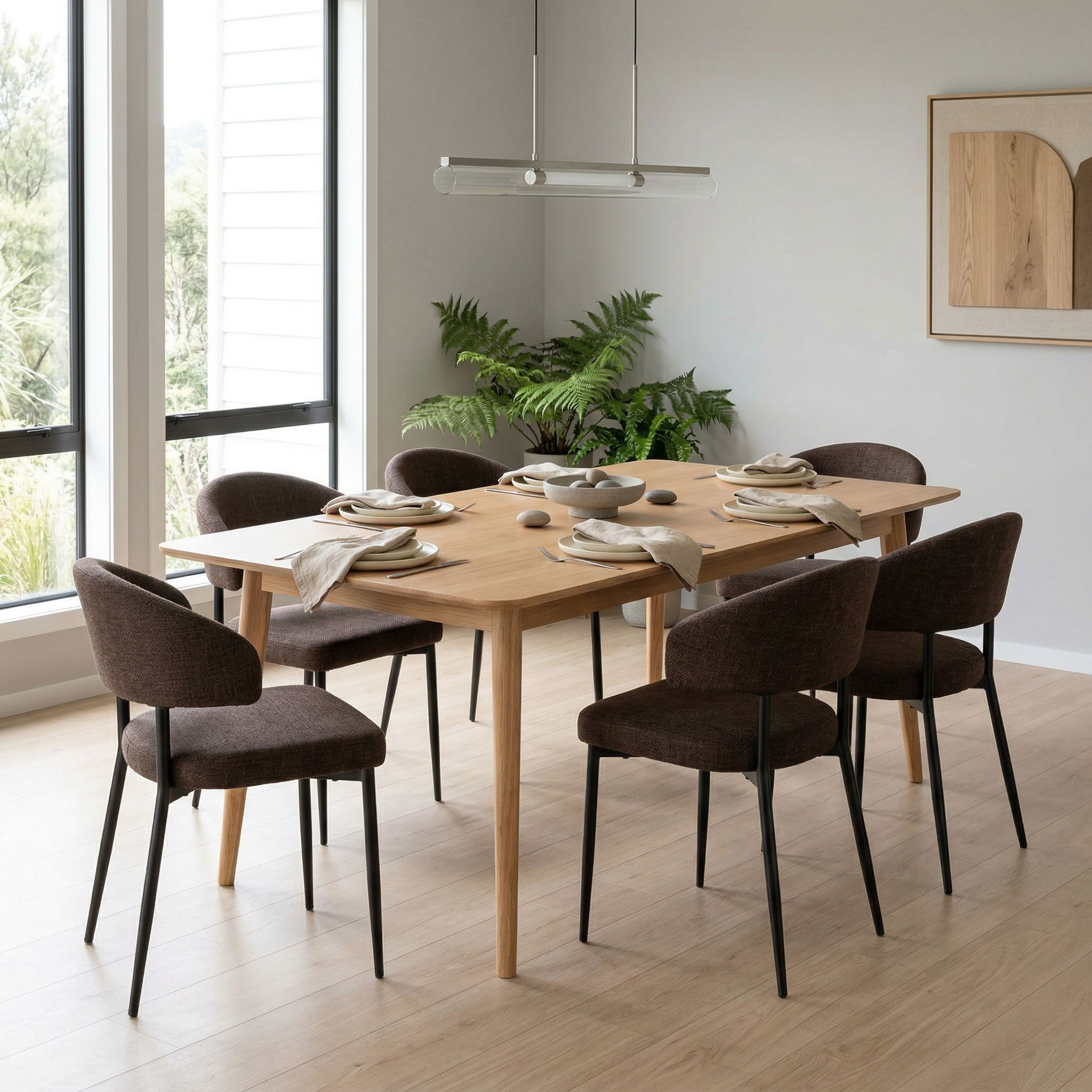 Nordic & Whitly 7 Piece Dining Set - W160, Dark Brown