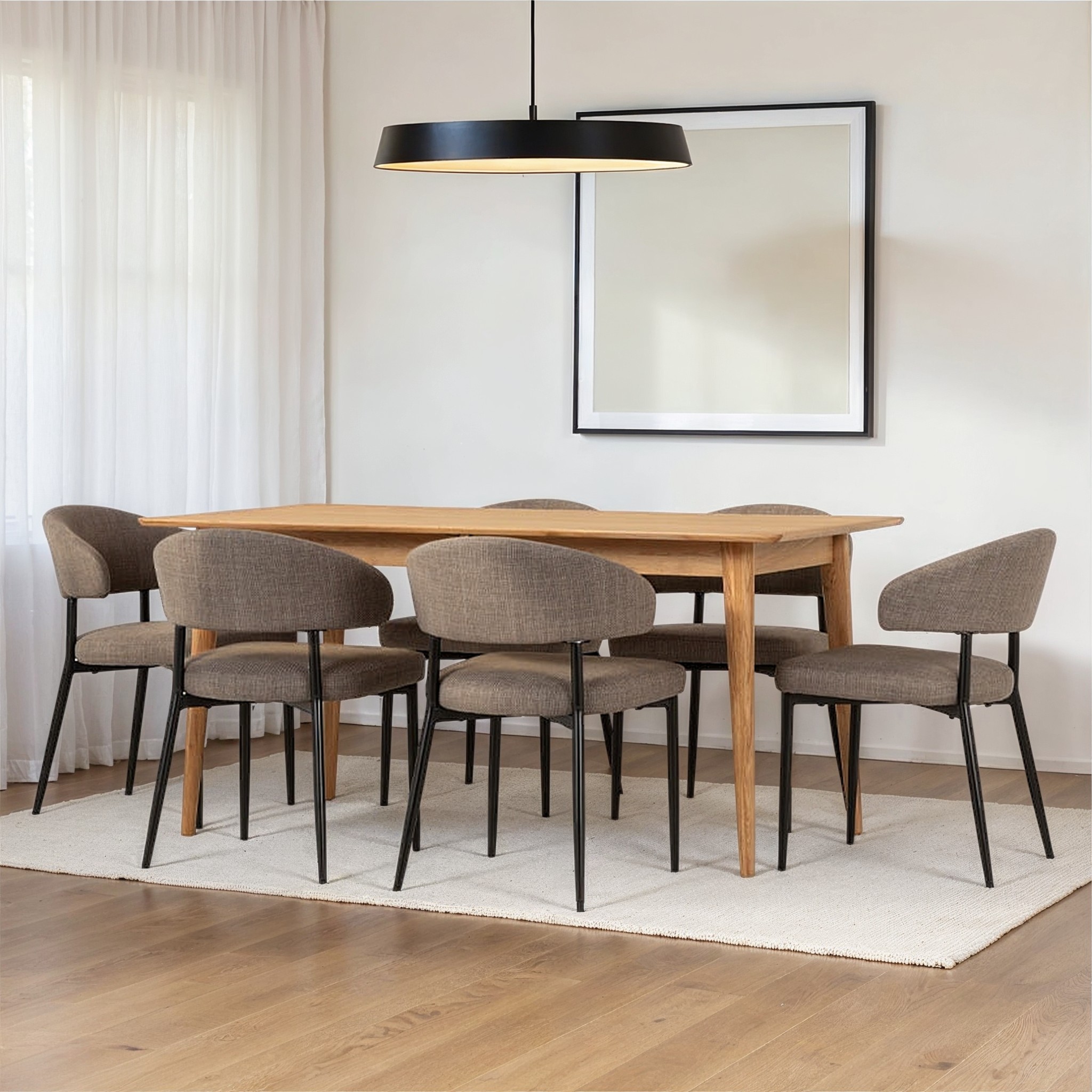 Nordic & Whitly 7 Piece Dining Set - W160/210, Grey
