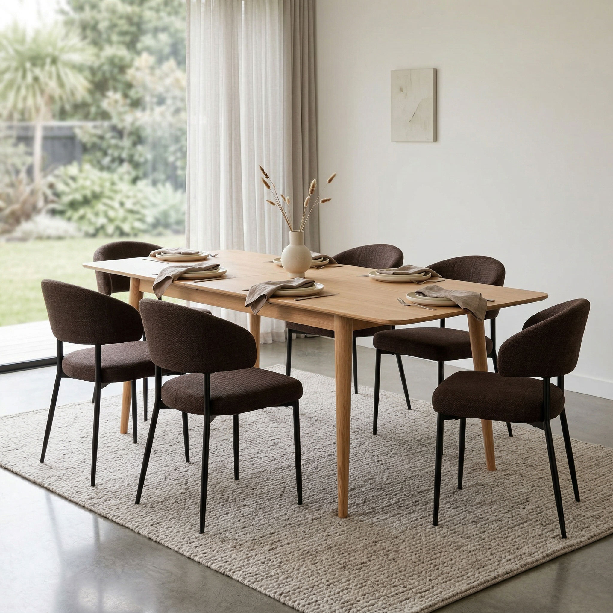 Nordic & Whitly 7 Piece Dining Set - W160/210, Dark Brown