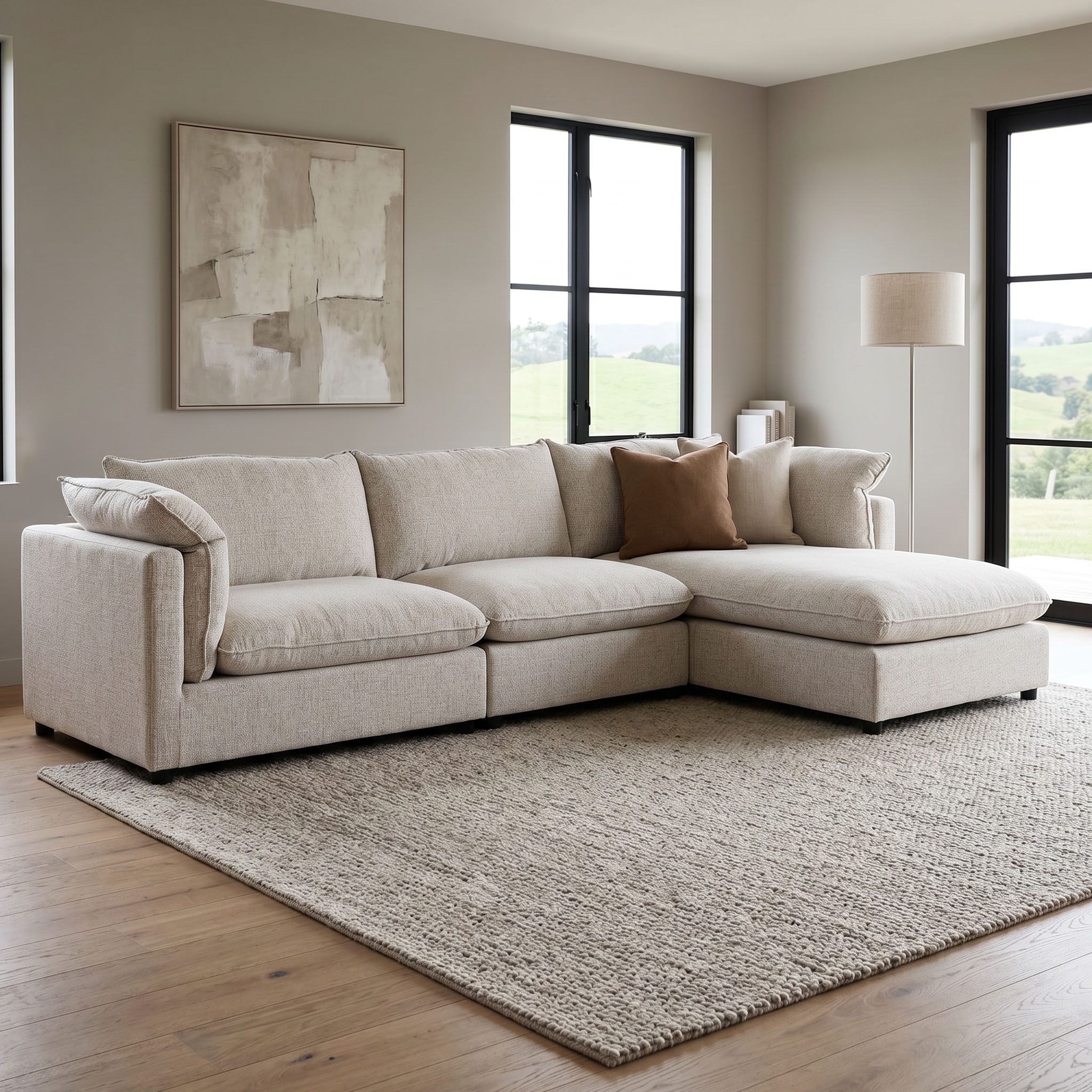 Zoey 3 Seater Modular Chaise Sofa, Natural