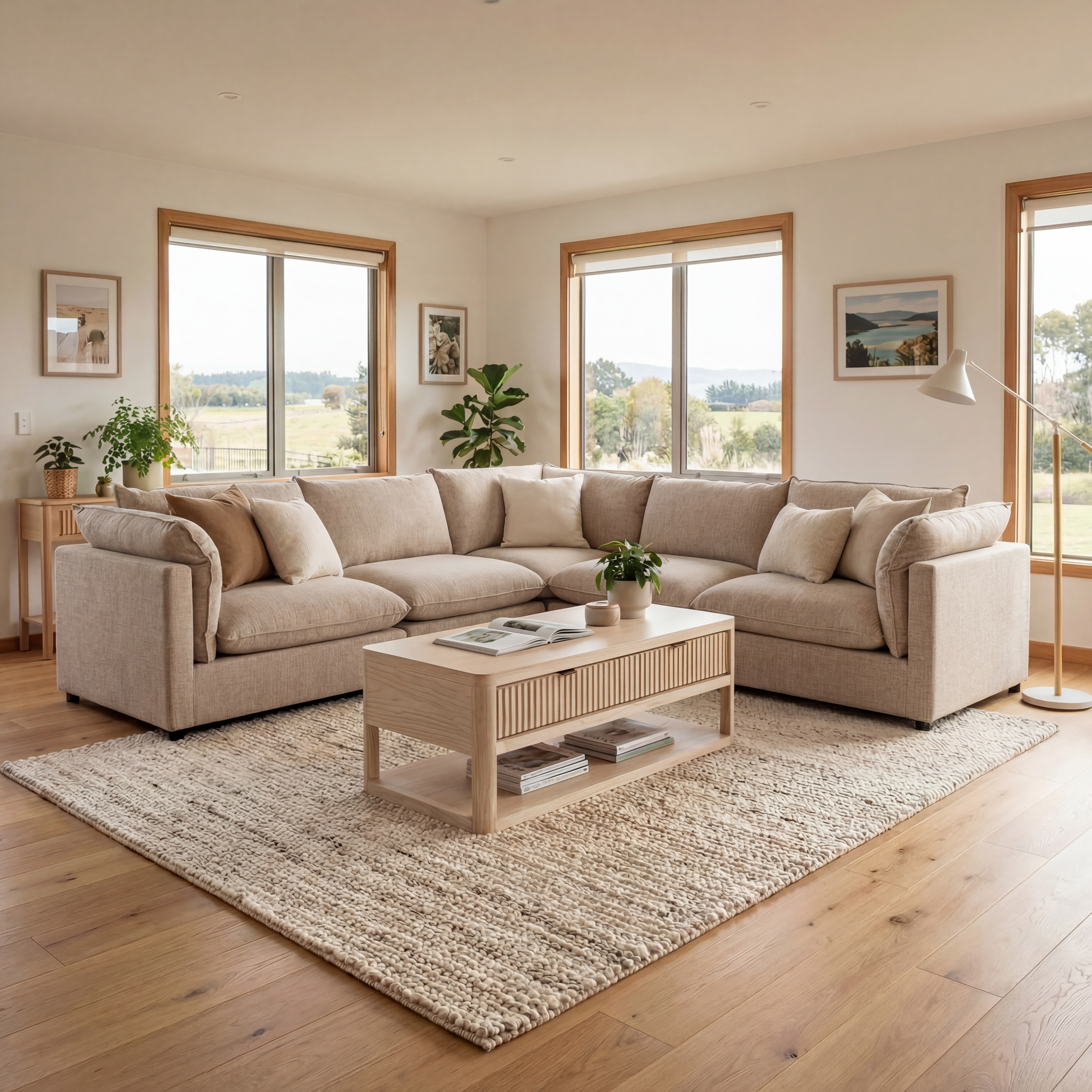 Zoey 5 Seater Corner Modular Sofa, Brown