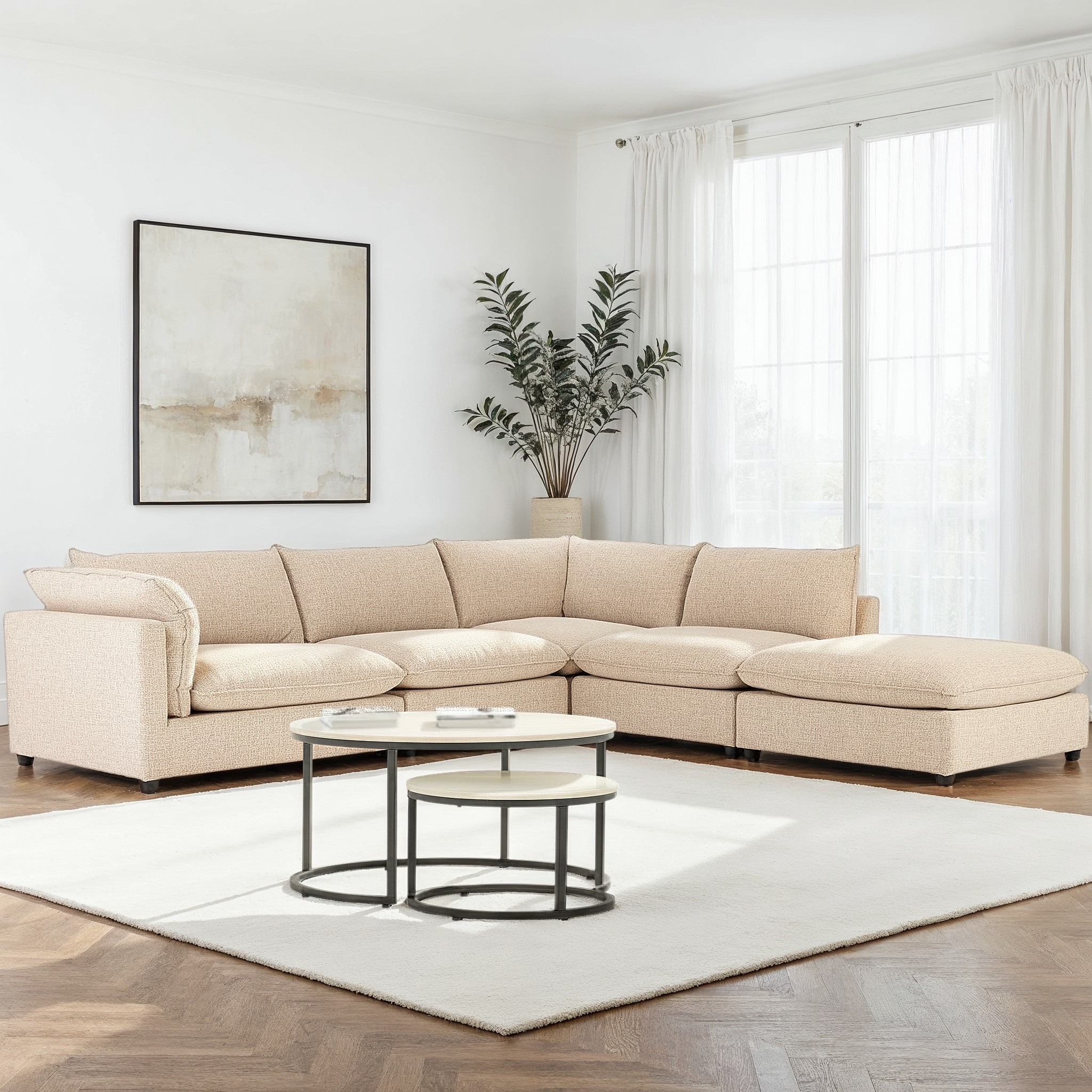 Zoey 4 Seater Corner Modular Chaise Sofa Left Hand Facing, Brown