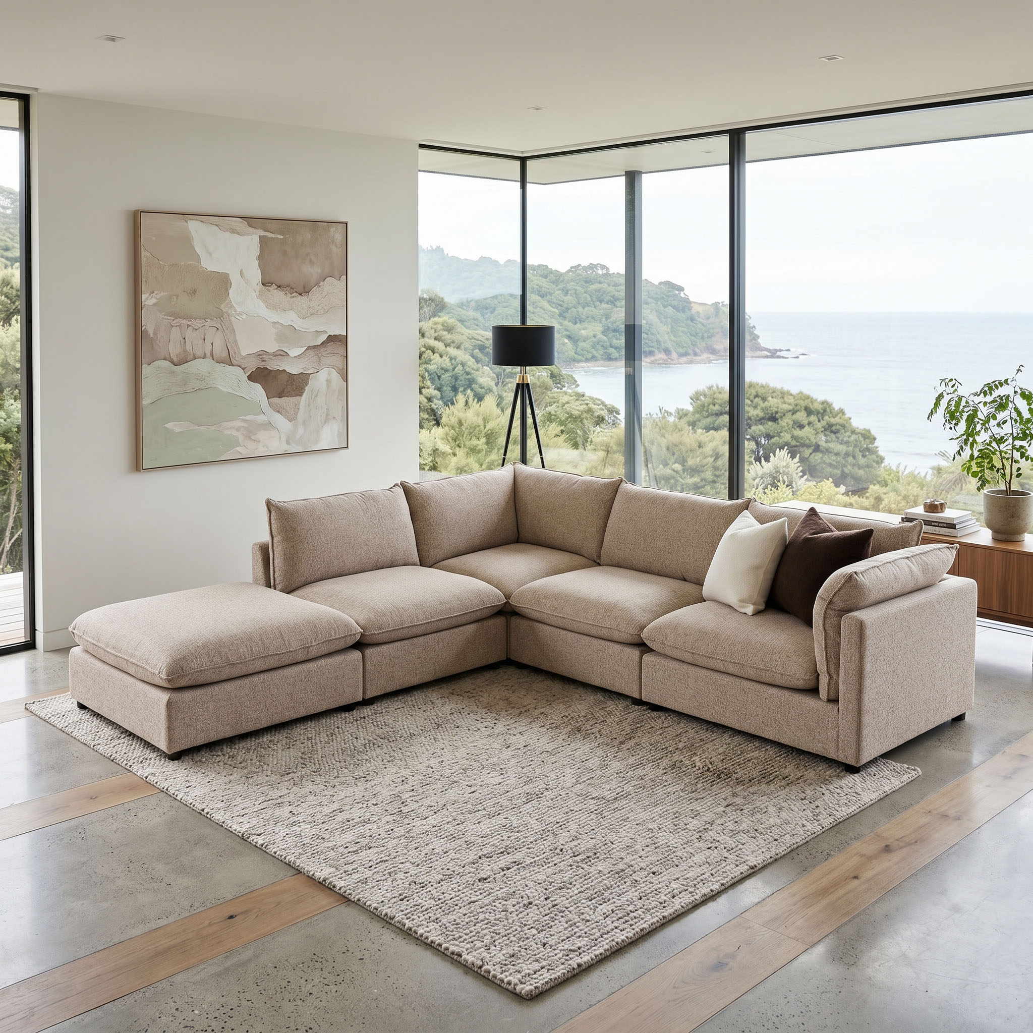 Zoey 4 Seater Corner Modular Chaise Sofa Left Hand Facing, Brown