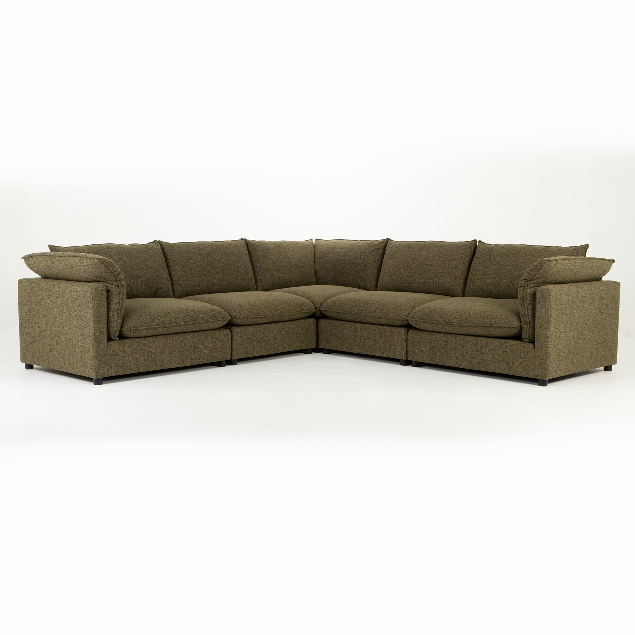 Zoey 5 Seater Corner Modular Sofa, Green