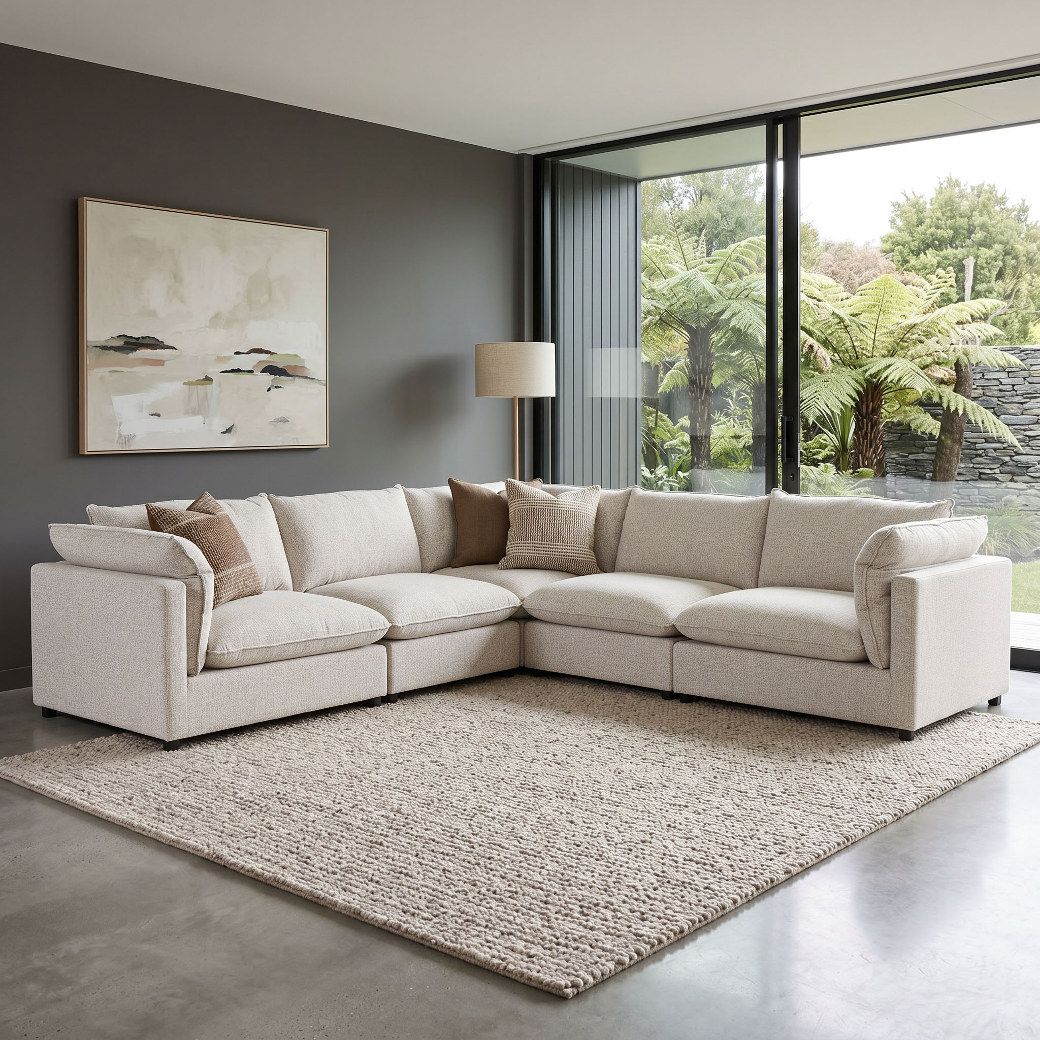 Zoey 5 Seater Corner Modular Sofa, Natural