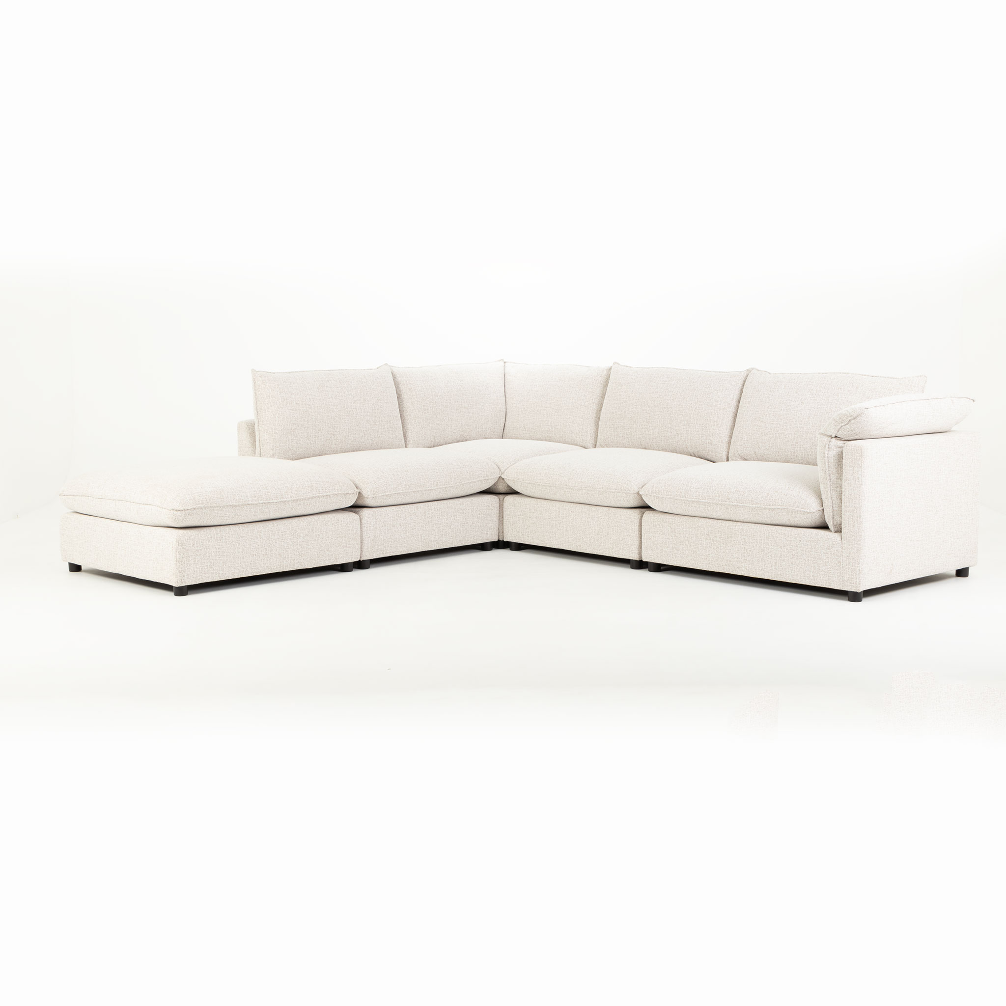 Zoey 4 Seater Corner Modular Chaise Sofa Left Hand Facing, Natural