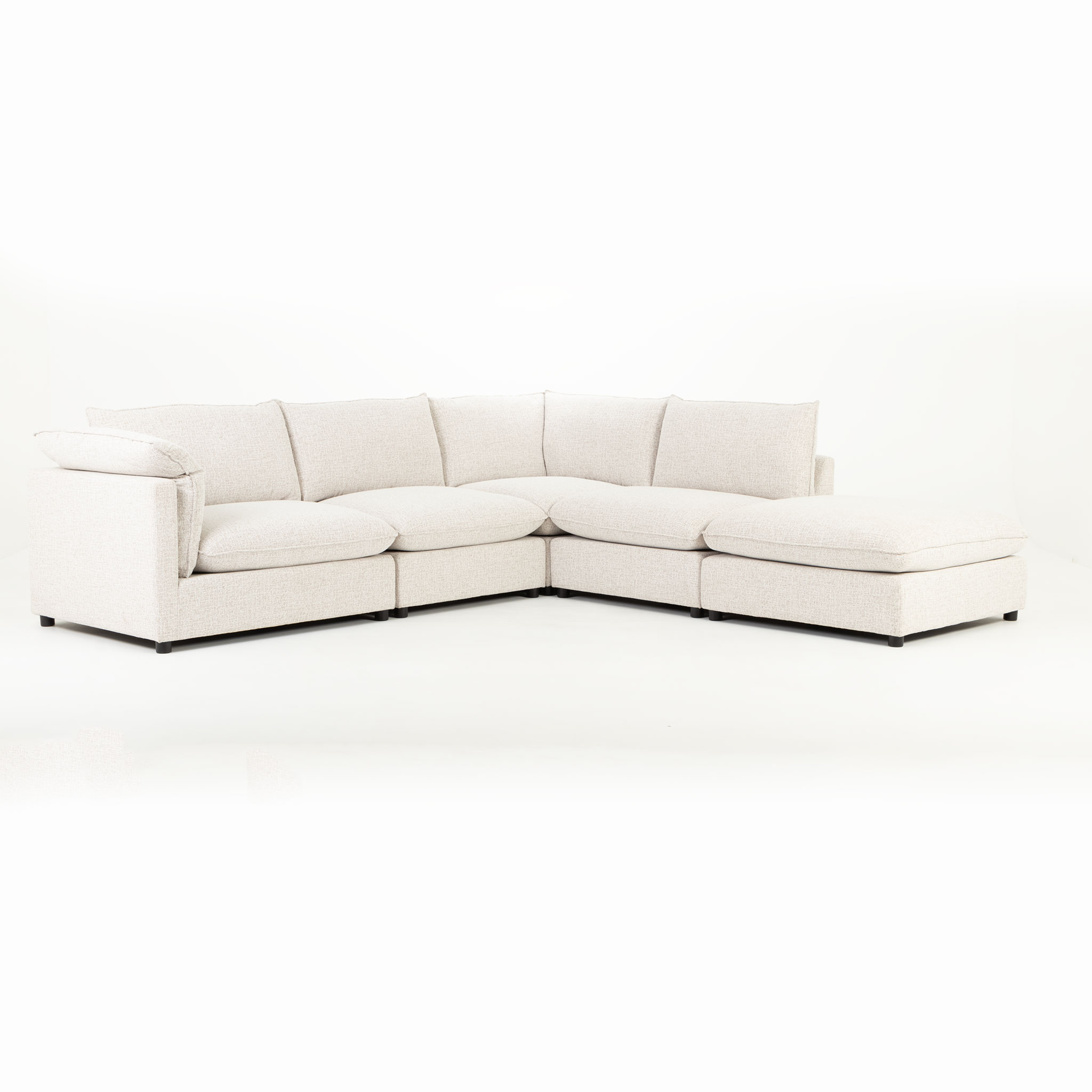 Zoey 4 Seater Corner Modular Chaise Sofa Right Hand Facing, Natural