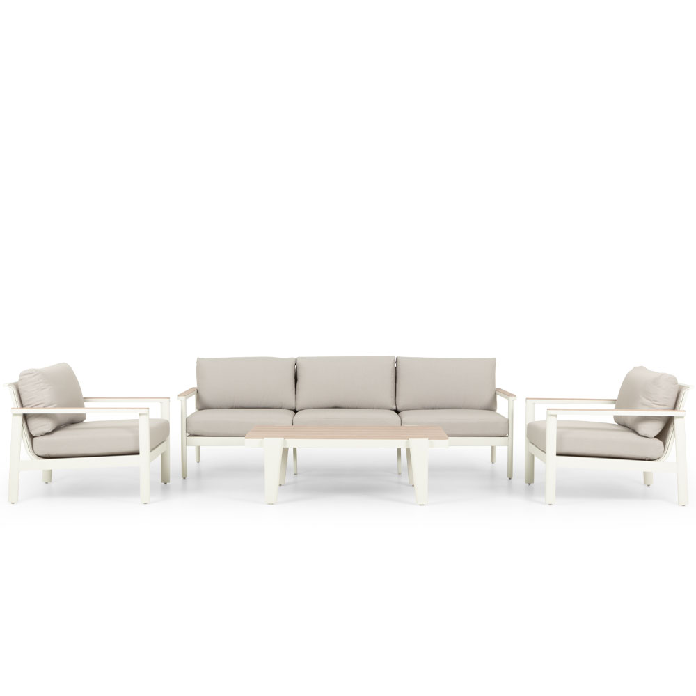 Lucia 4 Piece Outdoor Lounge Set with Coffee Table, White